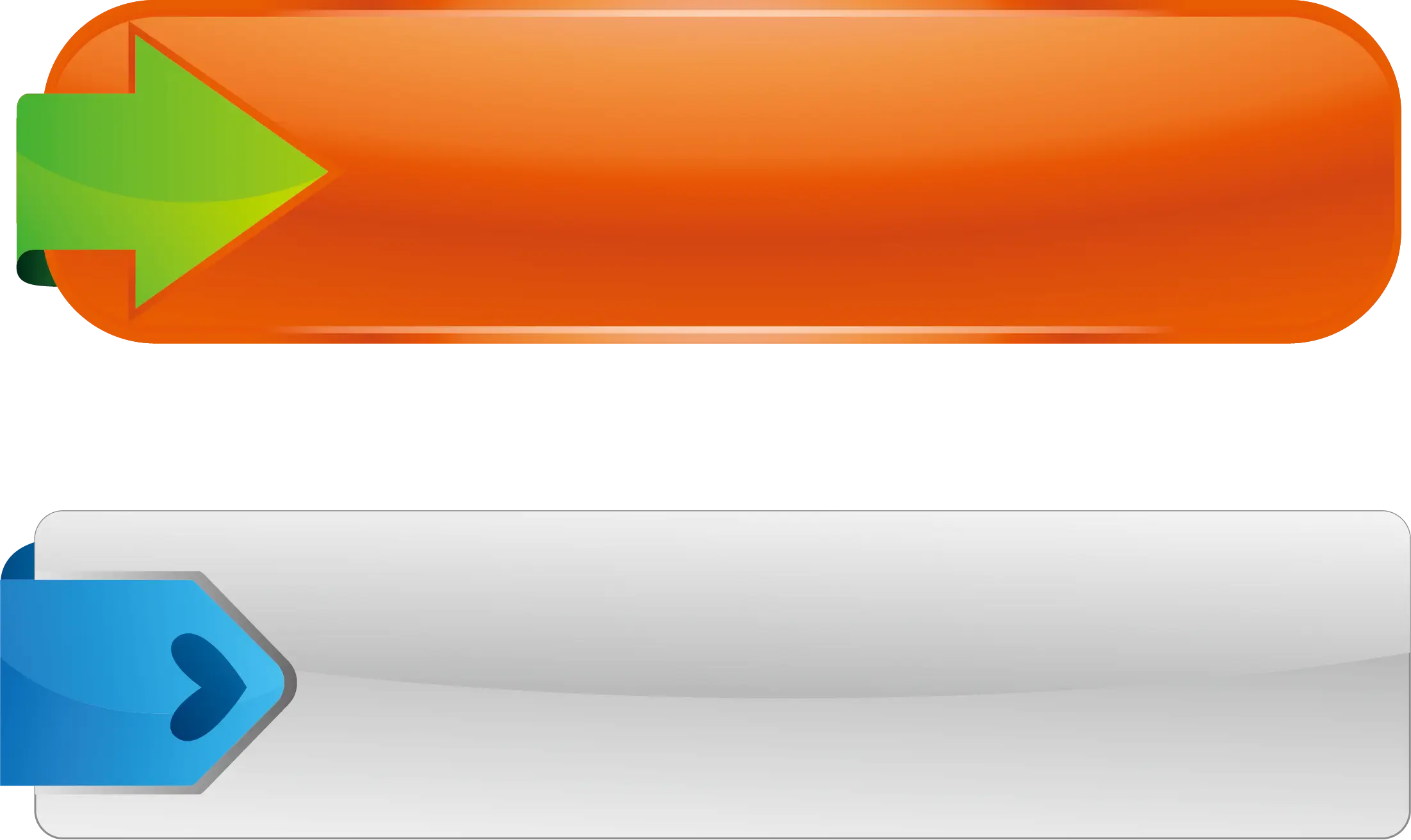 Orange and Blue Glossy Banners with Arrows