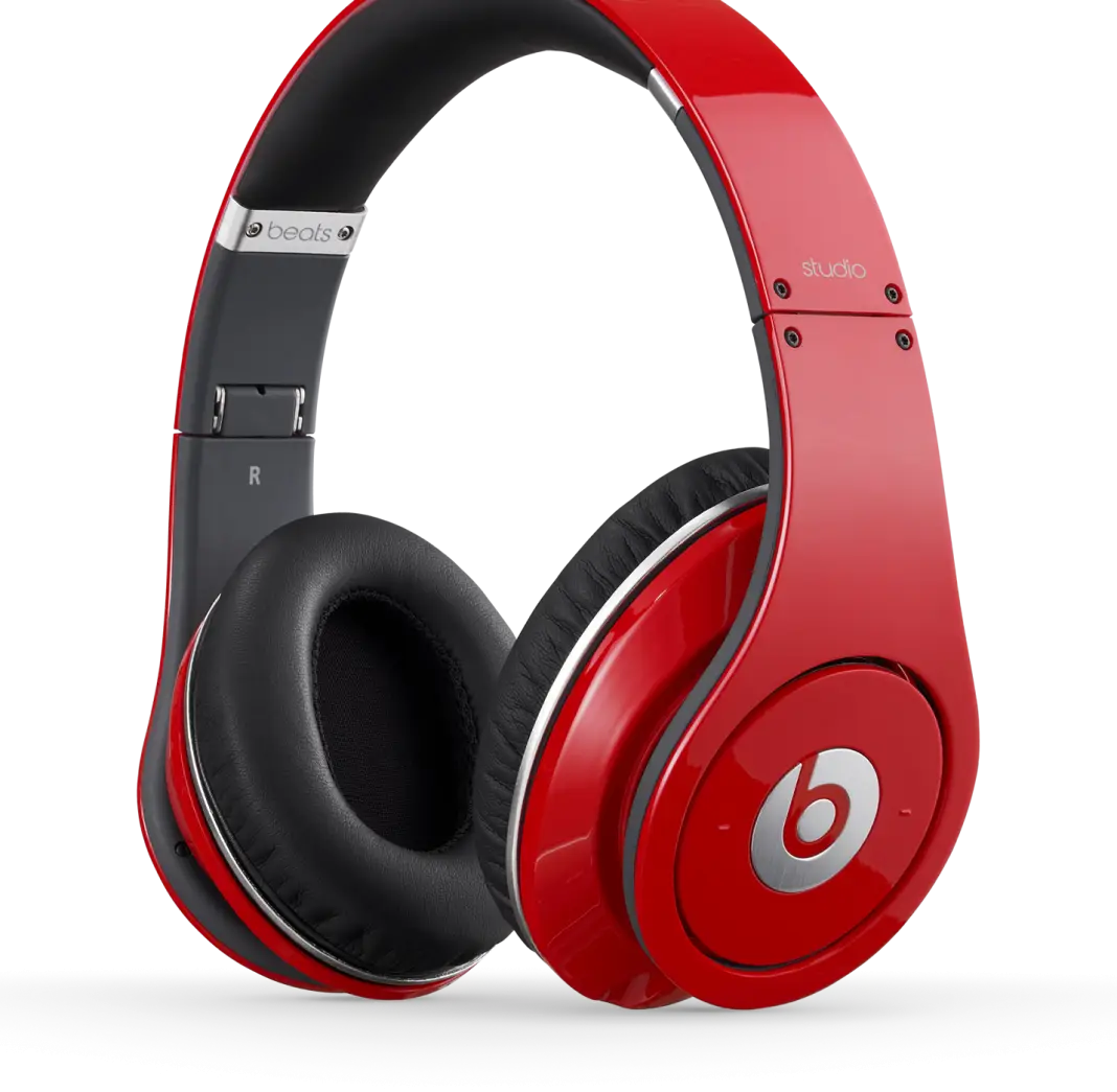 Red Headphones with Black Ear Cushions