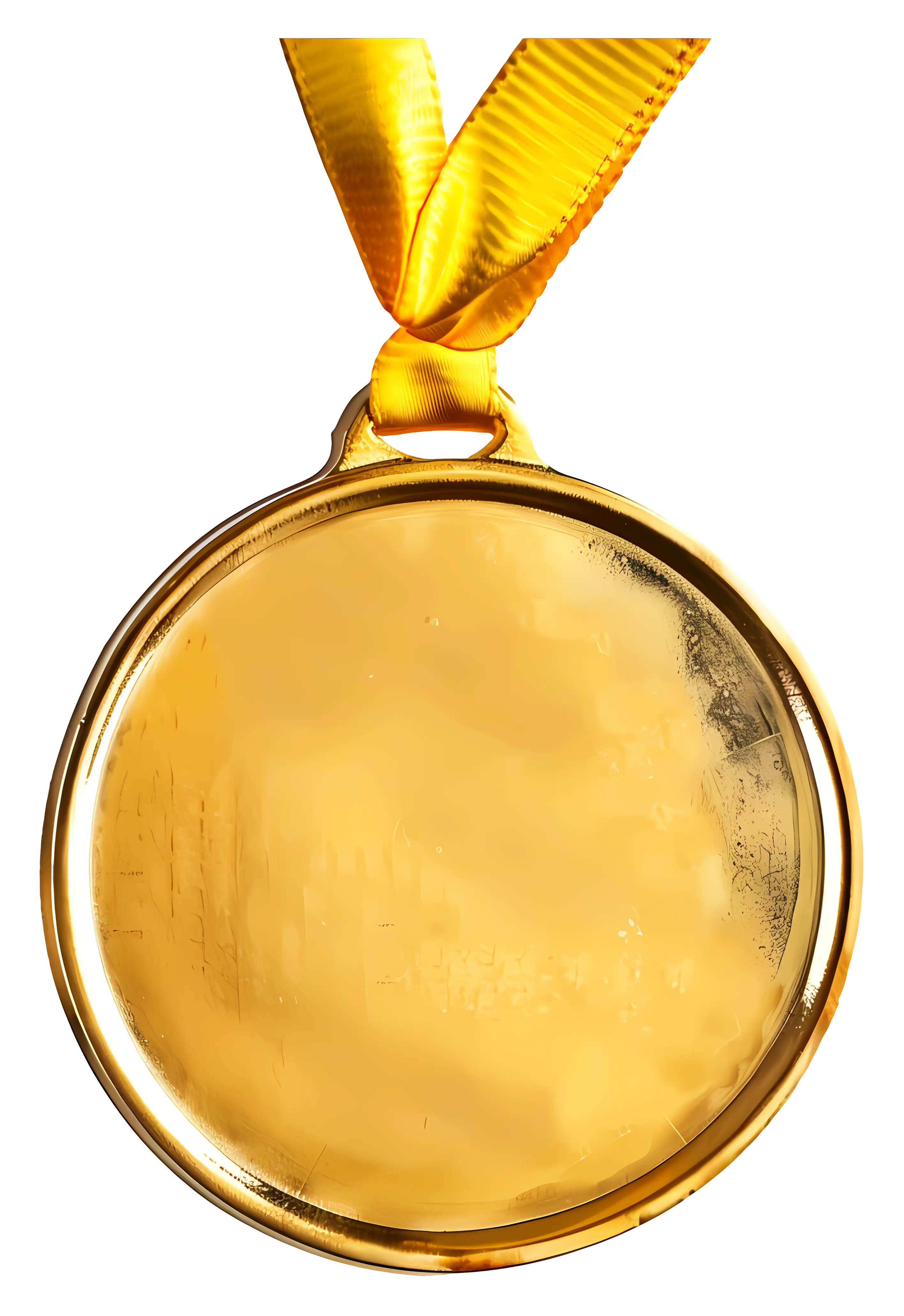 Shiny Gold Medal with Yellow Ribbon