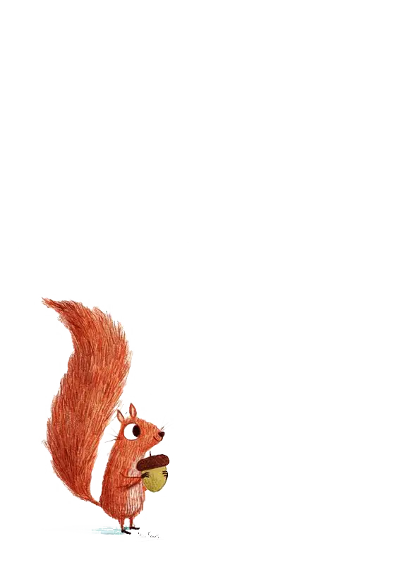 Cartoon Red Squirrel Holding Acorn