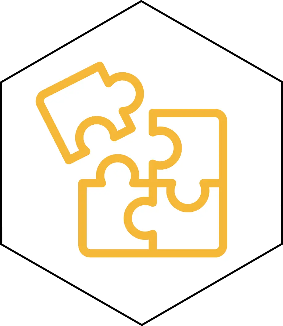 Yellow Hexagonal Jigsaw Puzzle Illustration