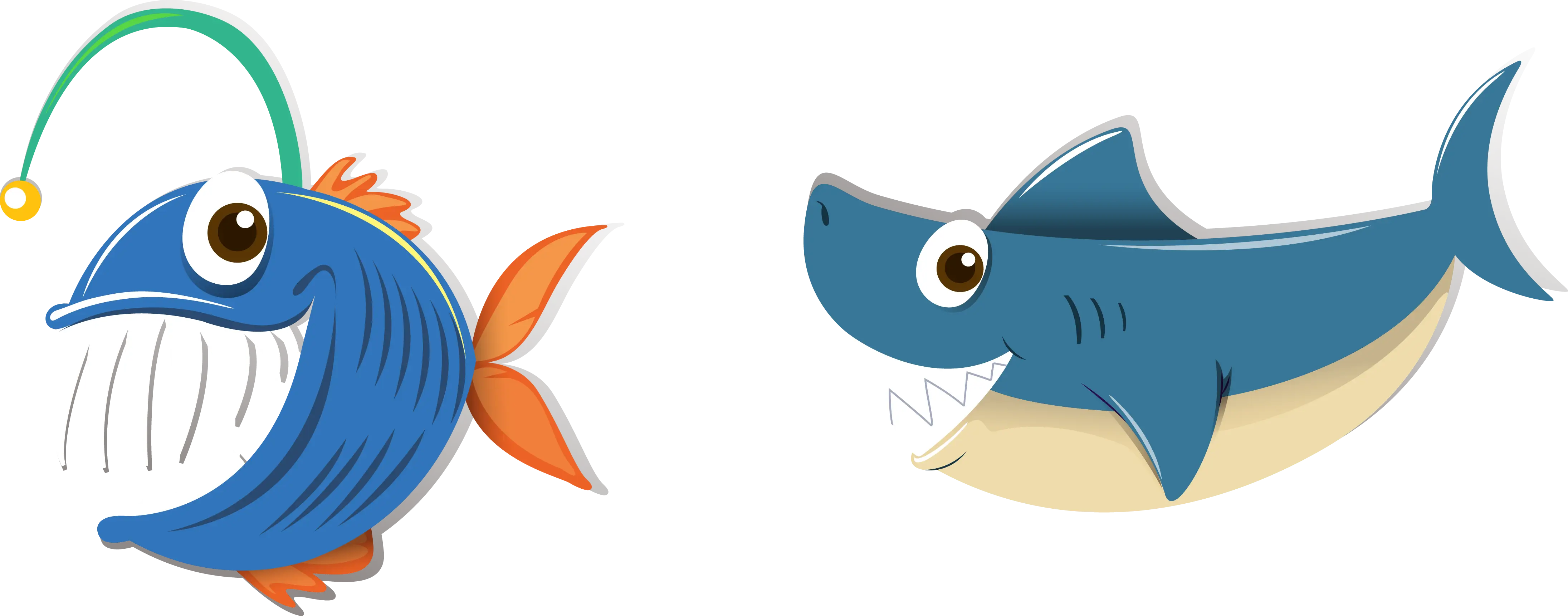Cute Cartoon Fish in the Ocean