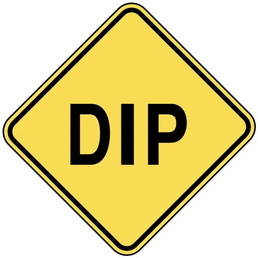 Yellow Dip Road Warning Sign