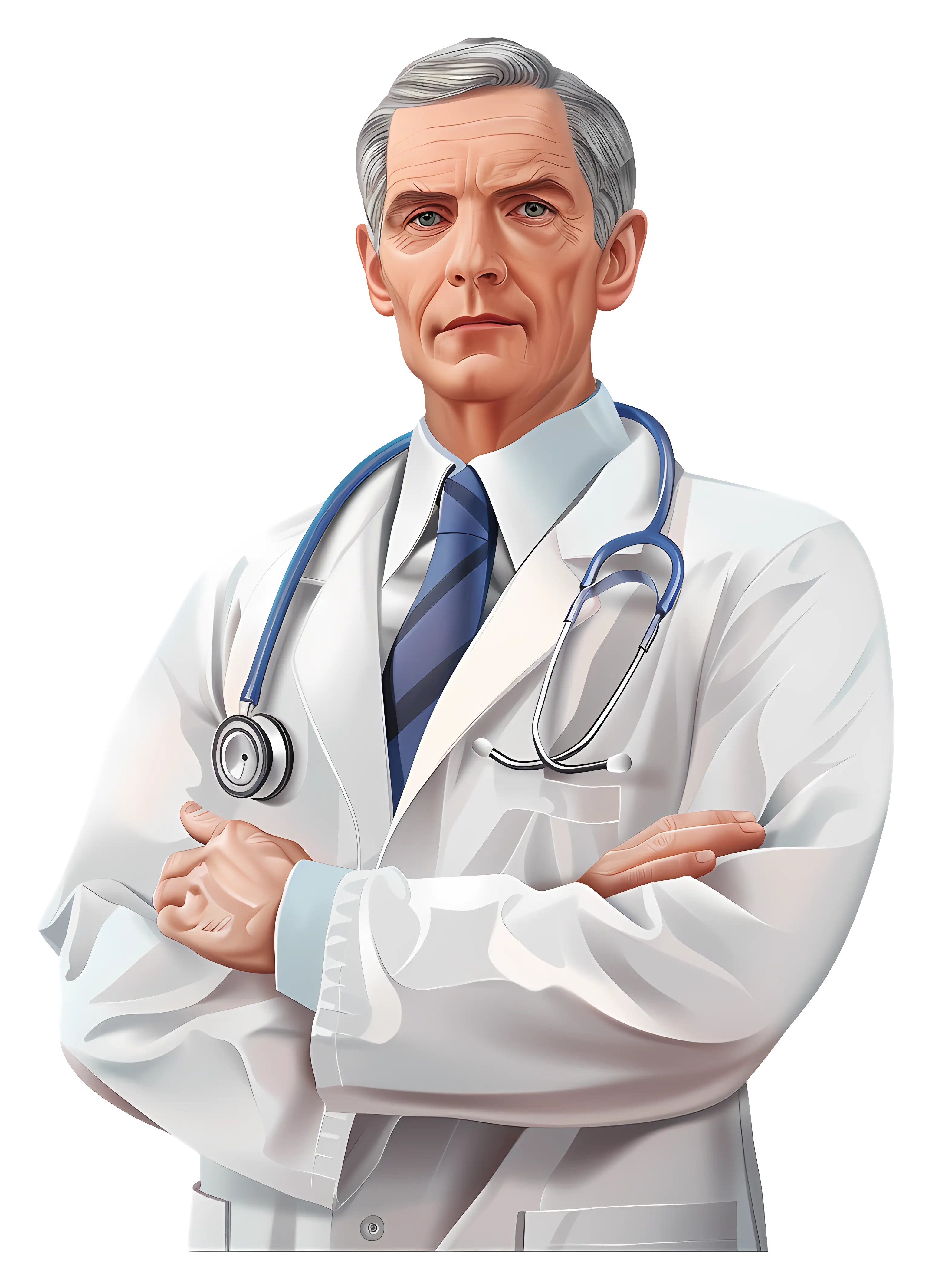 Serious Doctor Illustration with Stethoscope