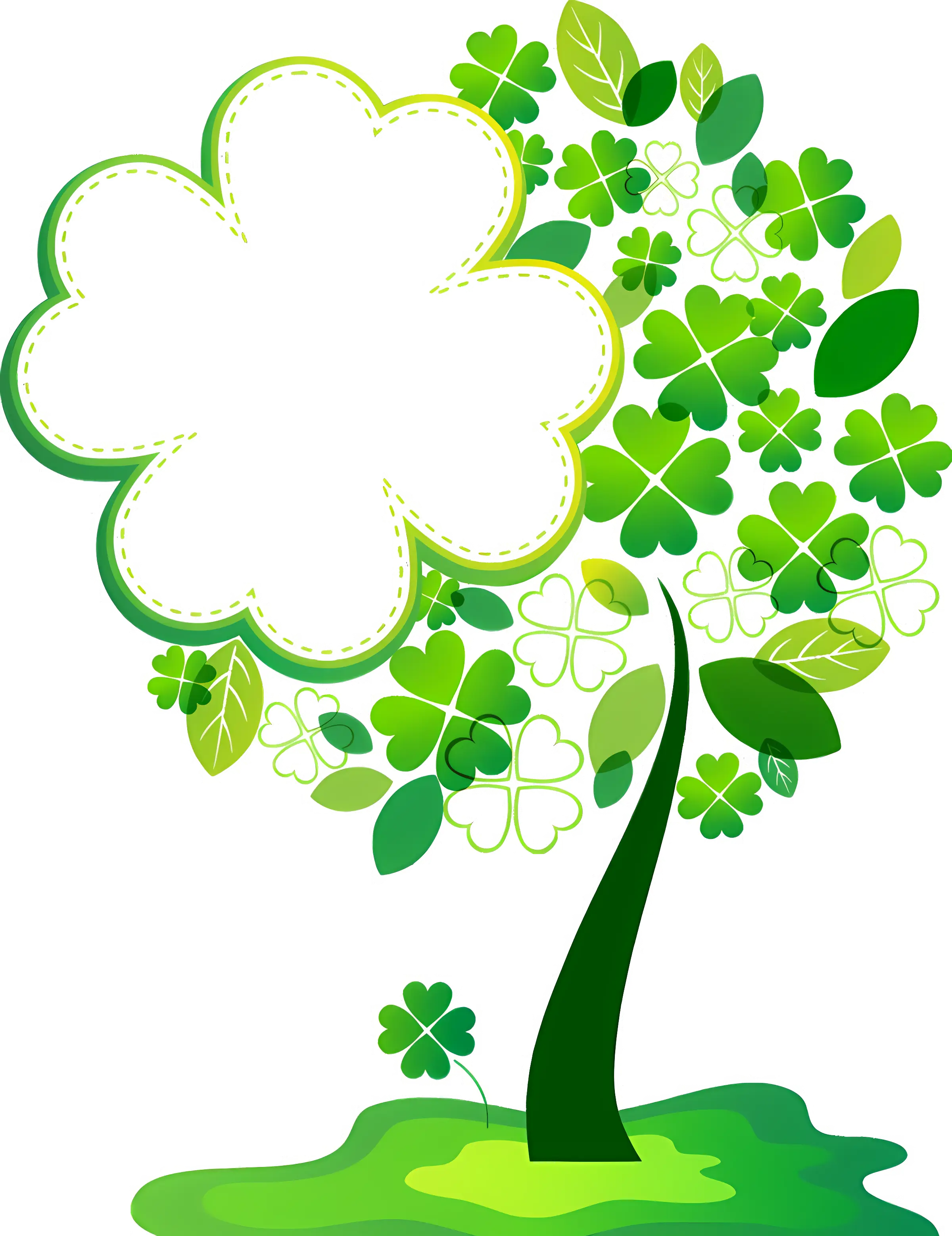 Green Clover Tree Illustration for St. Patrick&#039;s Day