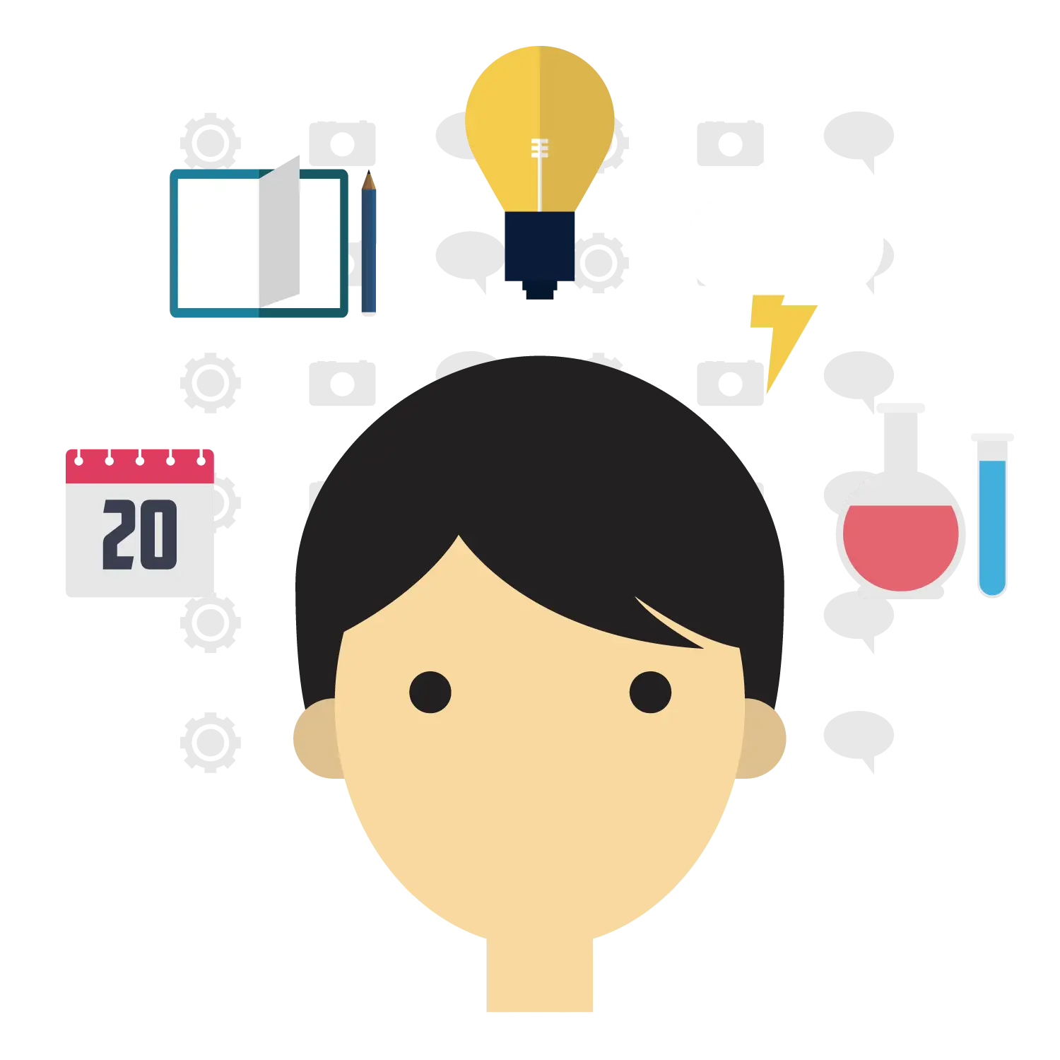 Head with Ideas Concept Illustration