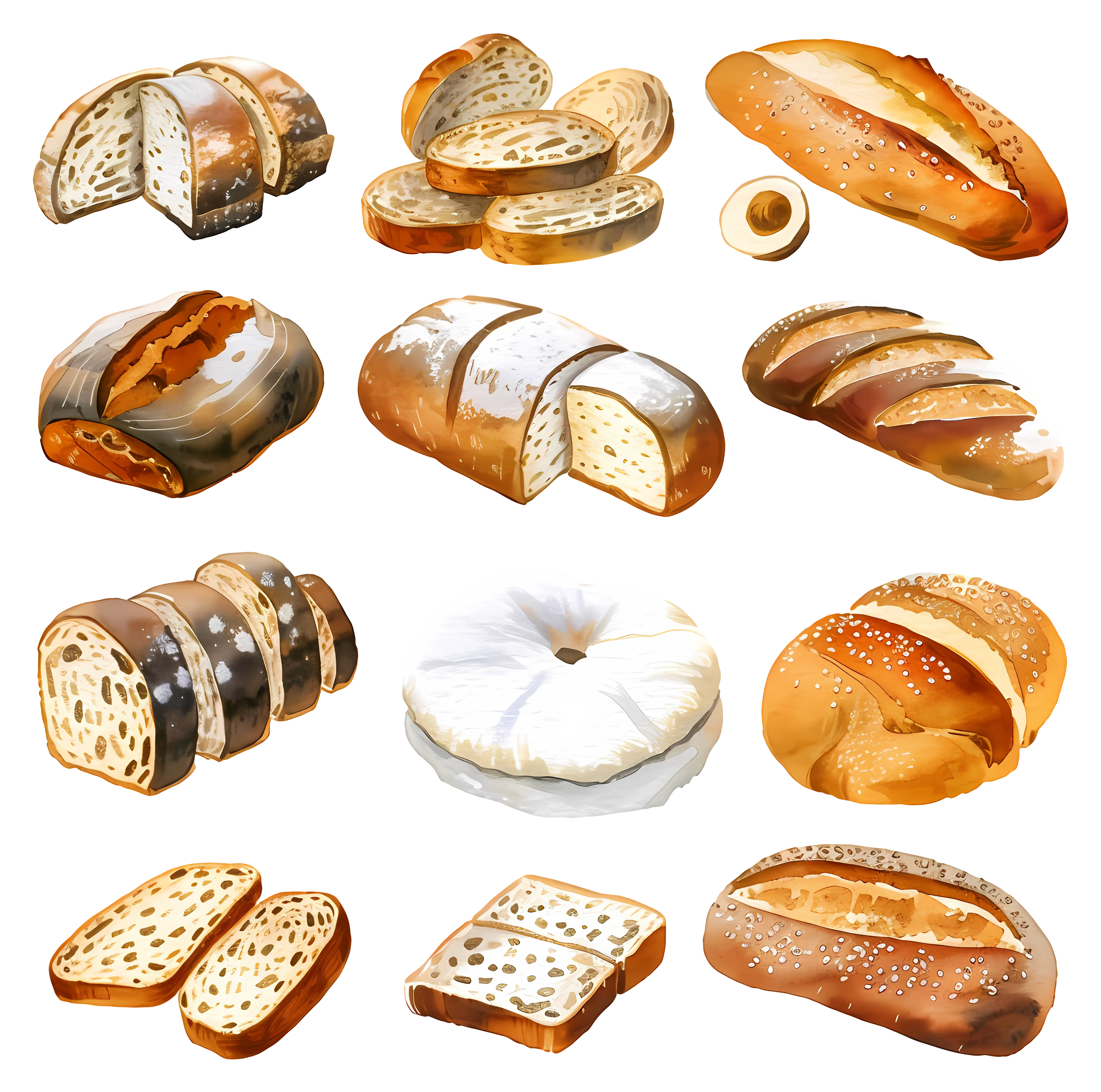 Variety of Freshly Baked Bread and Loaves
