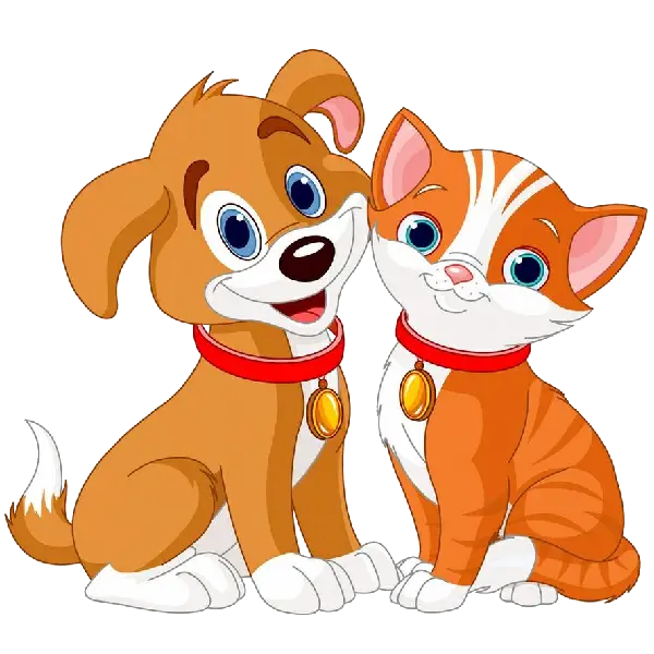 Cartoon Dog and Cat Duo Illustration