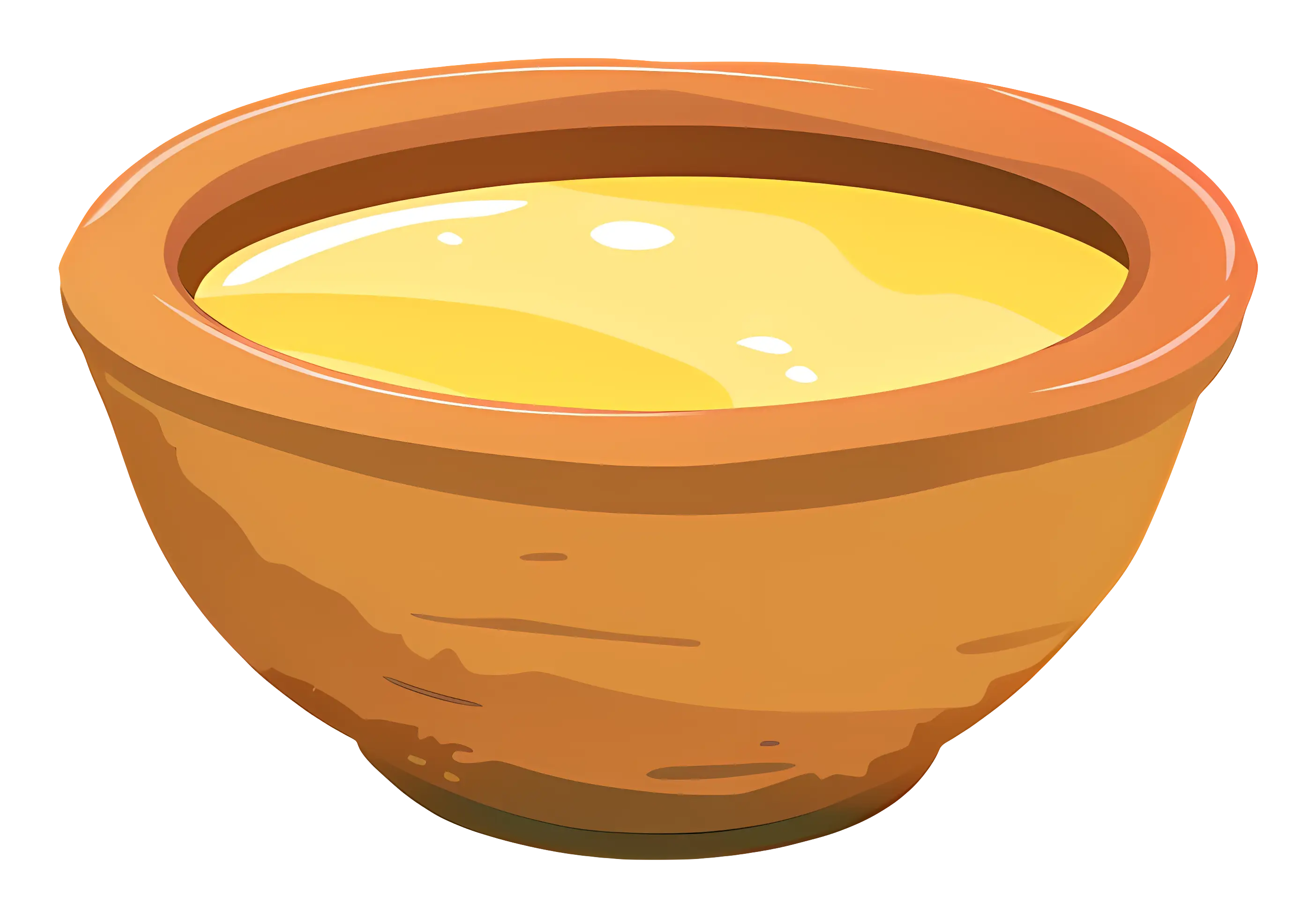 Golden Liquid in Clay Bowl Illustration