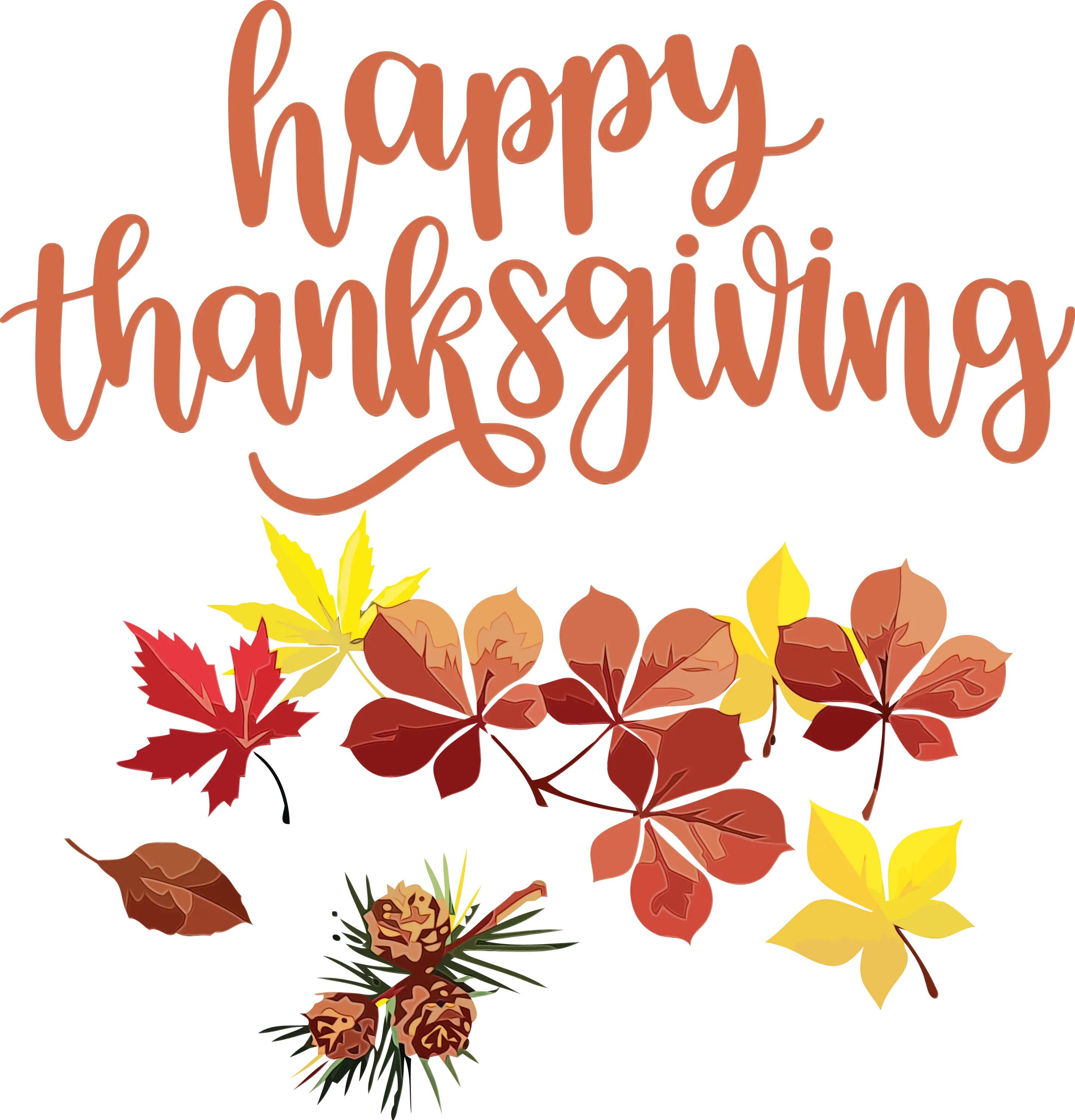 Happy Thanksgiving with Colorful Autumn Leaves