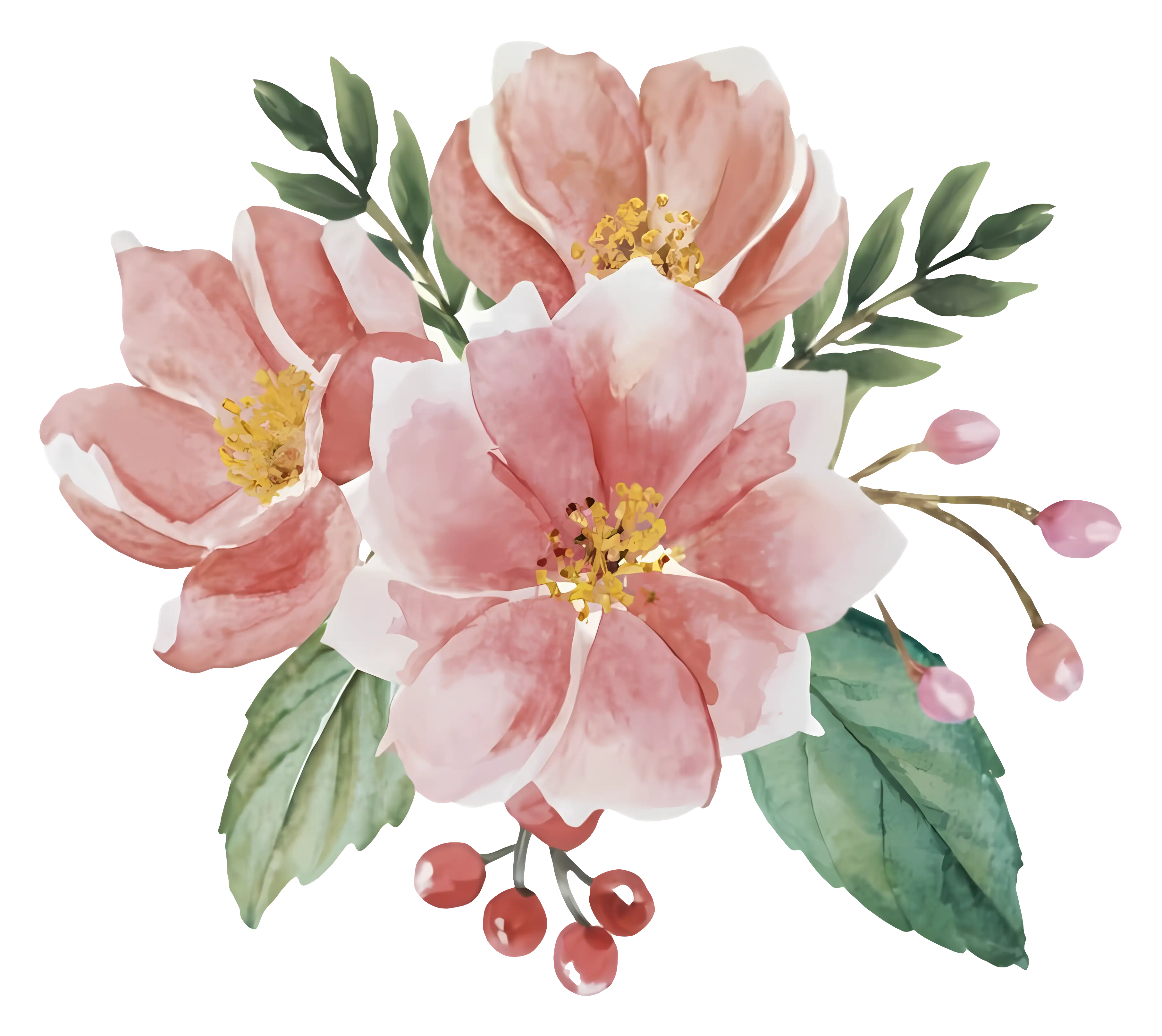 Beautiful Pink Blossoms with Green Leaves