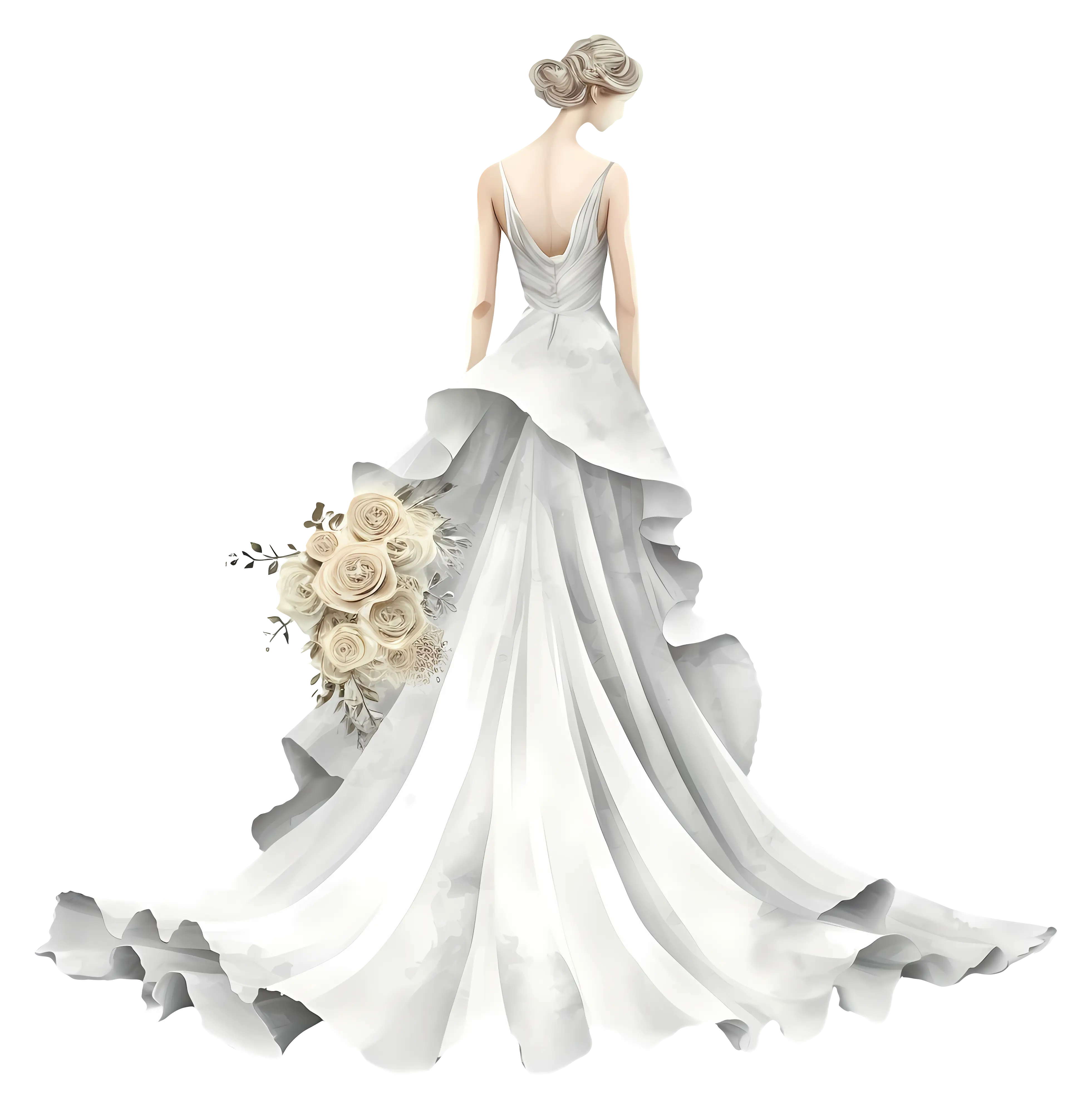 Bride in Elegant Wedding Dress