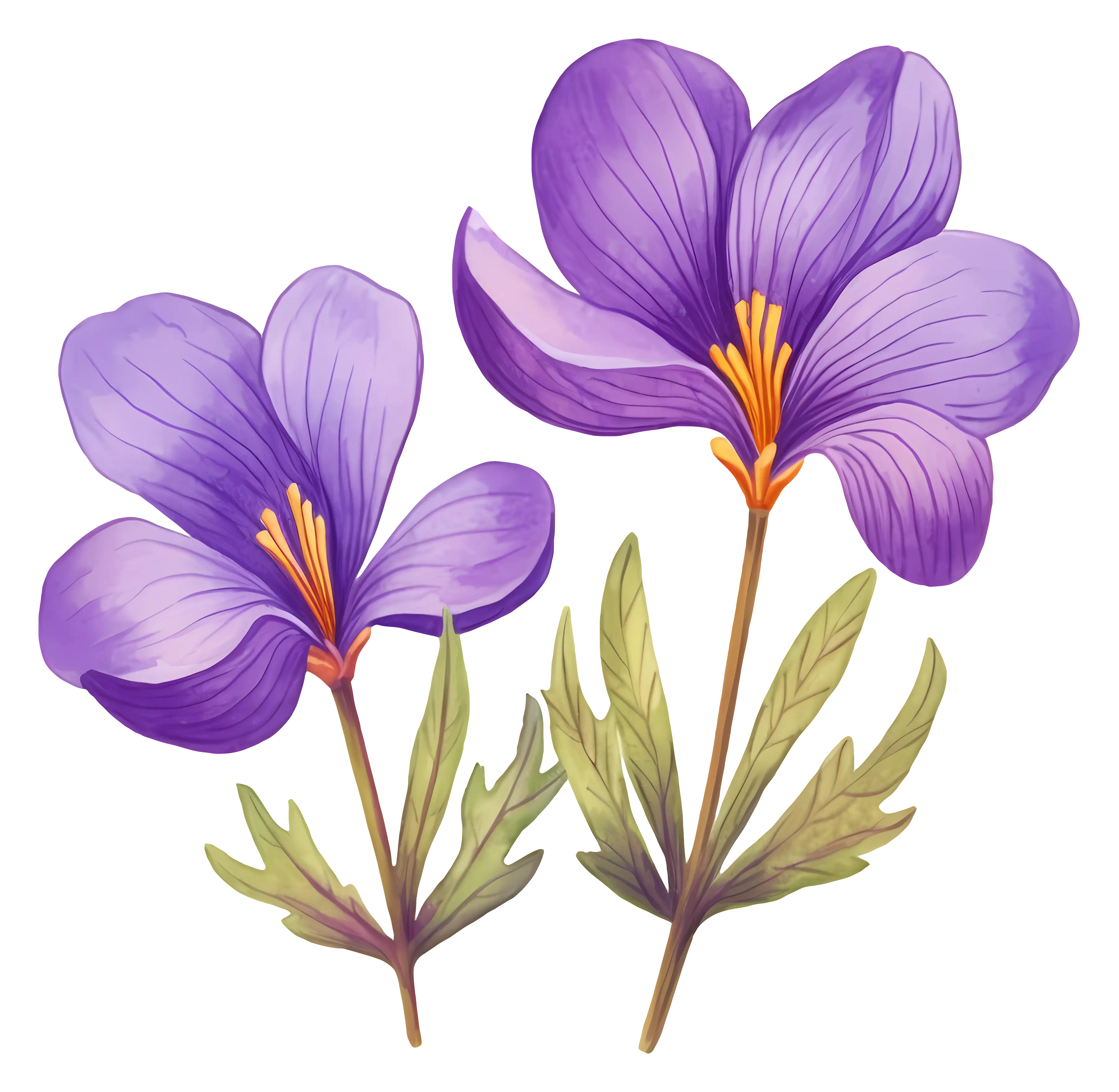 Illustration of Purple Crocus Flower