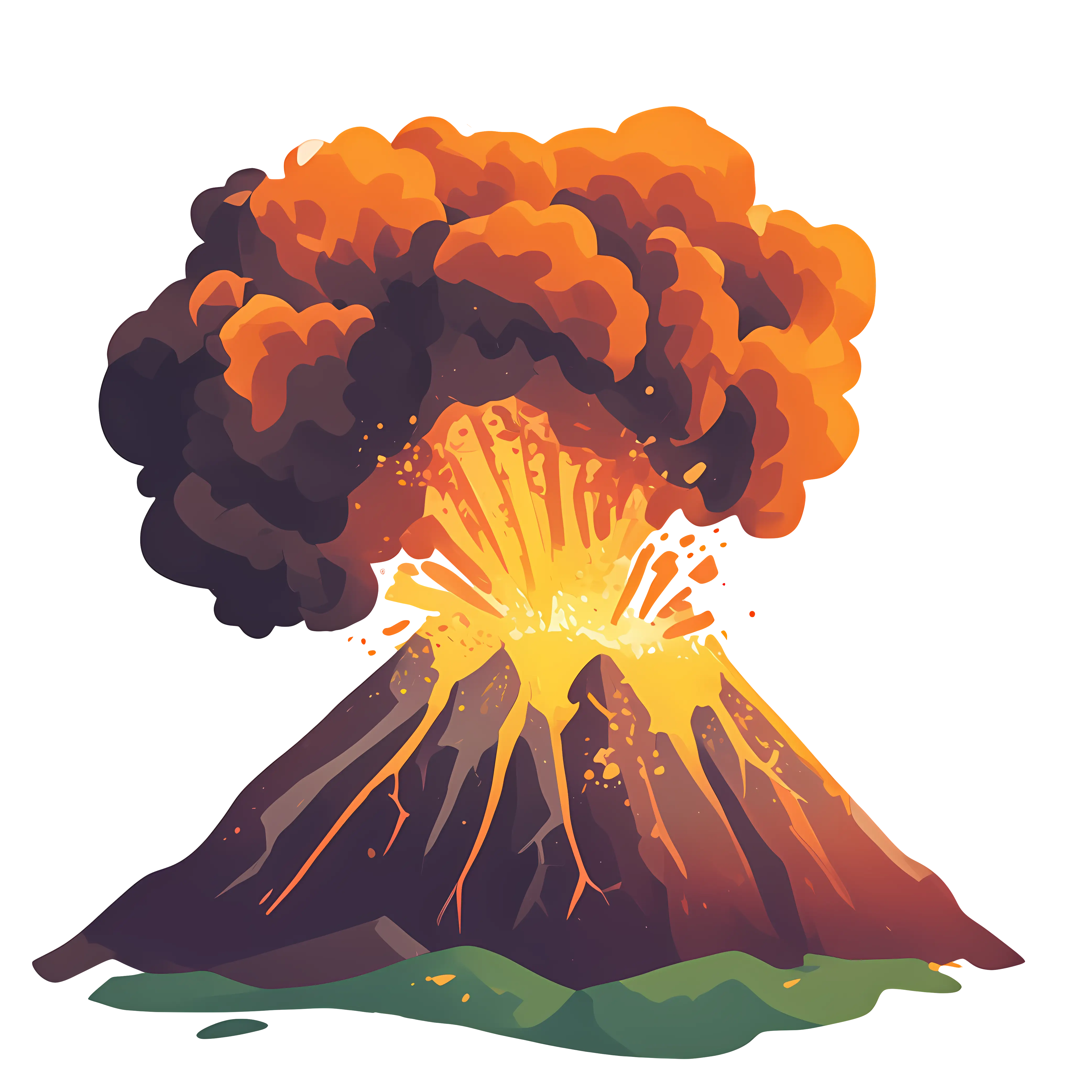 Dramatic Volcano Eruption with Lava and Smoke
