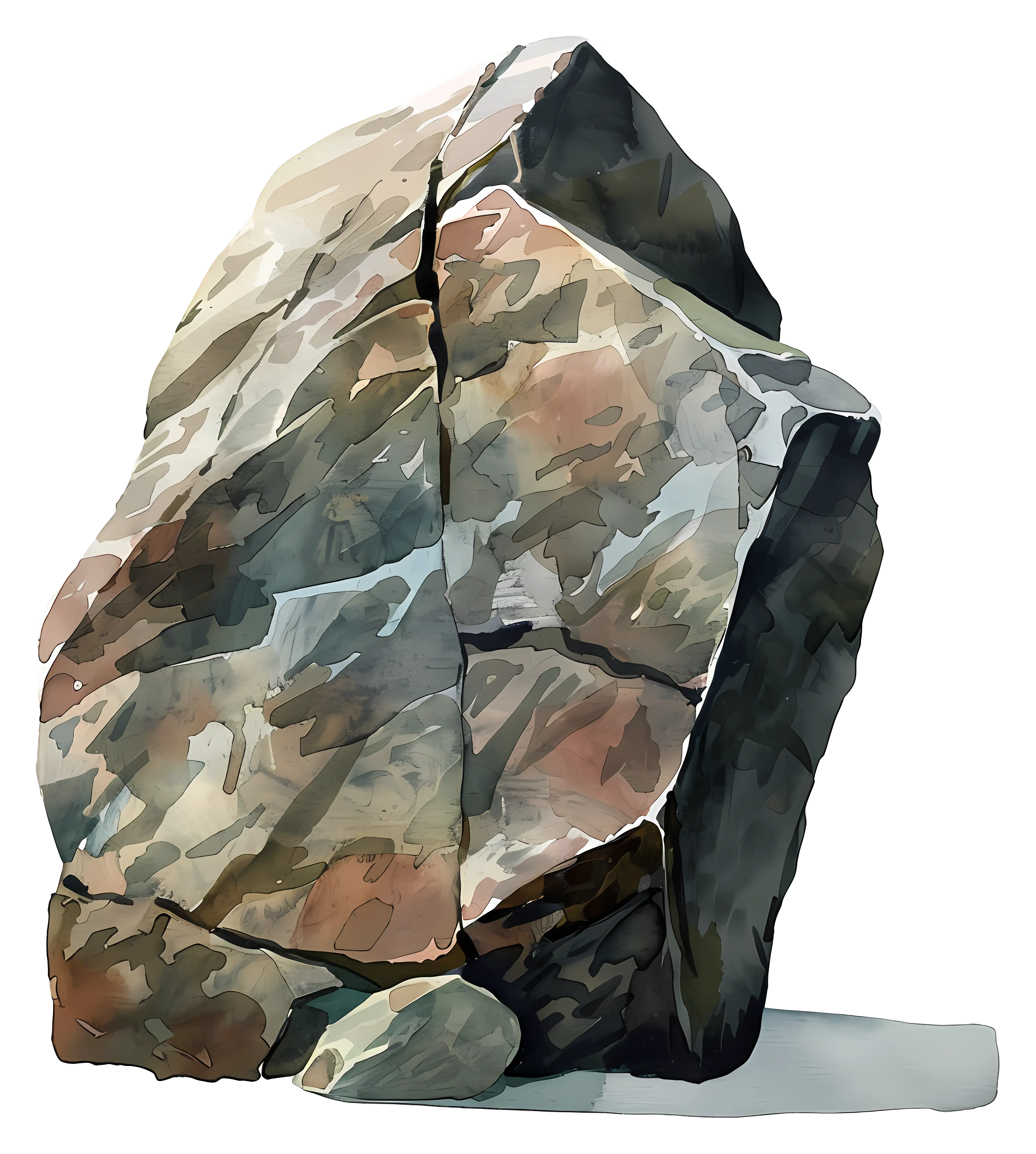 Brown and Grey Large Rock Illustration