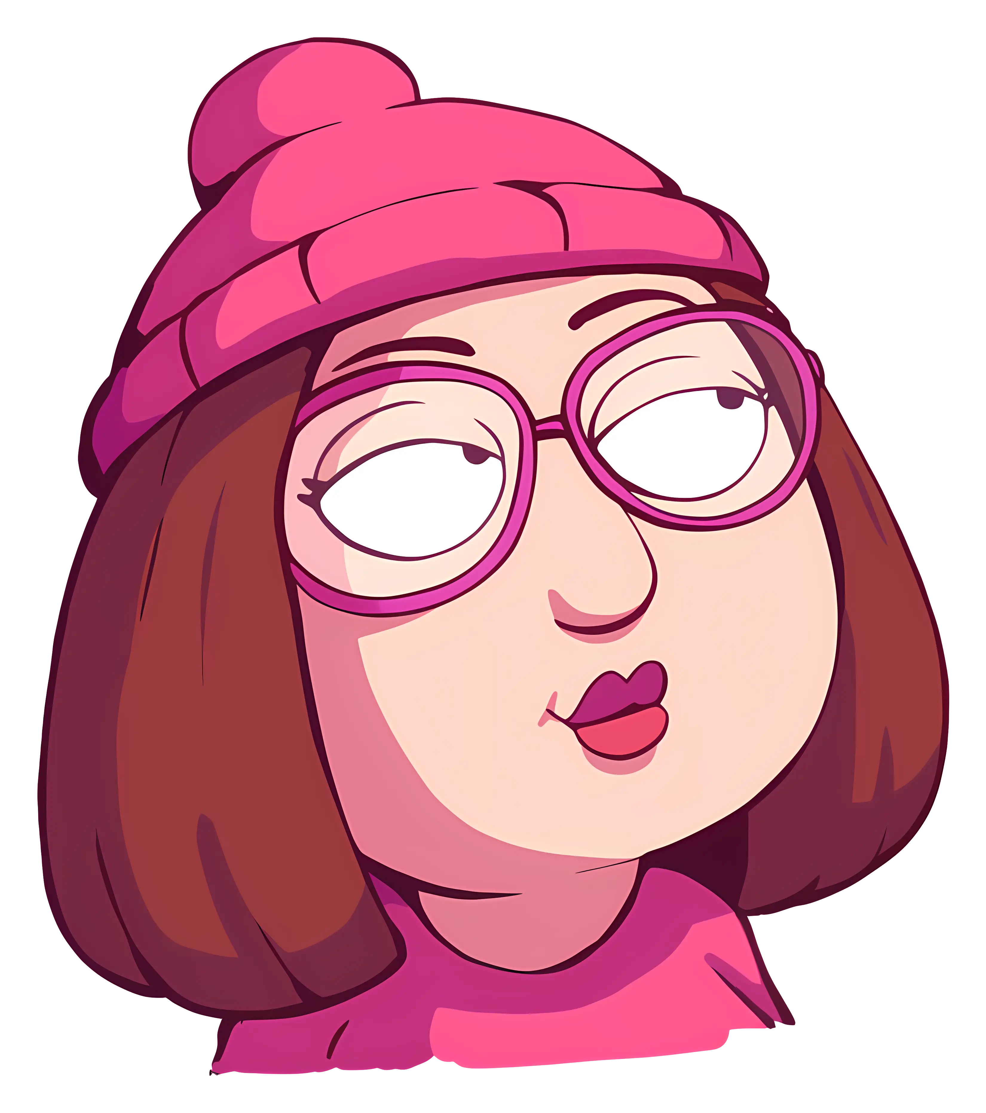 Cartoon Girl Illustration with Pink Beanie and Glasses