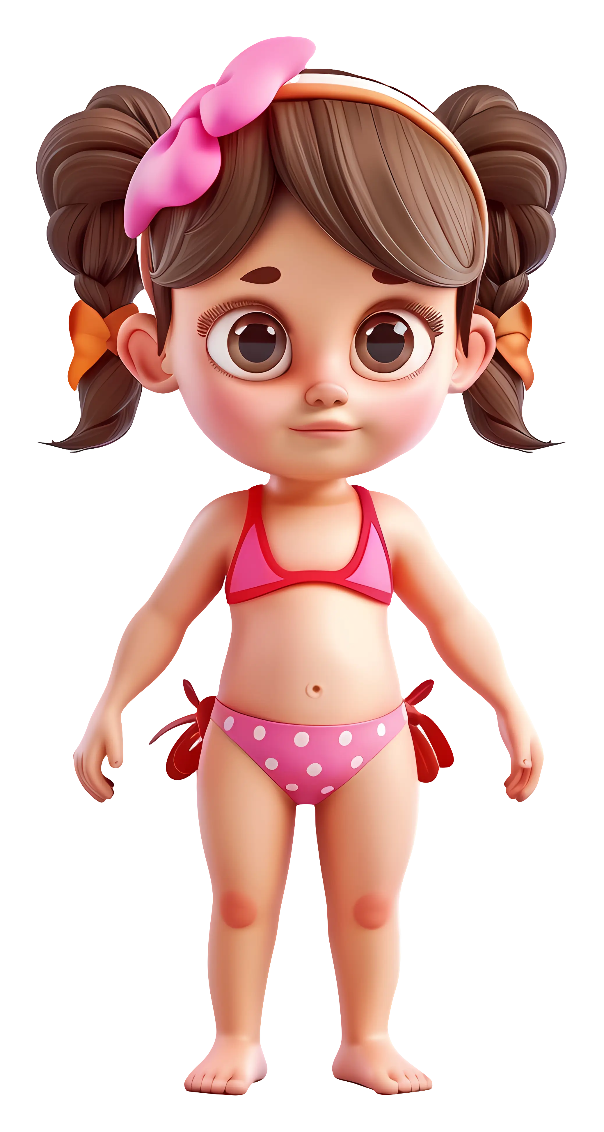 Cartoon Girl in Pink Swimsuit