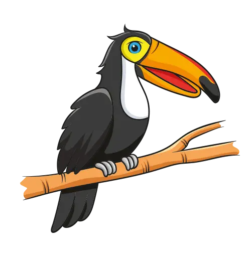 Cartoon Toucan on a Branch Illustration