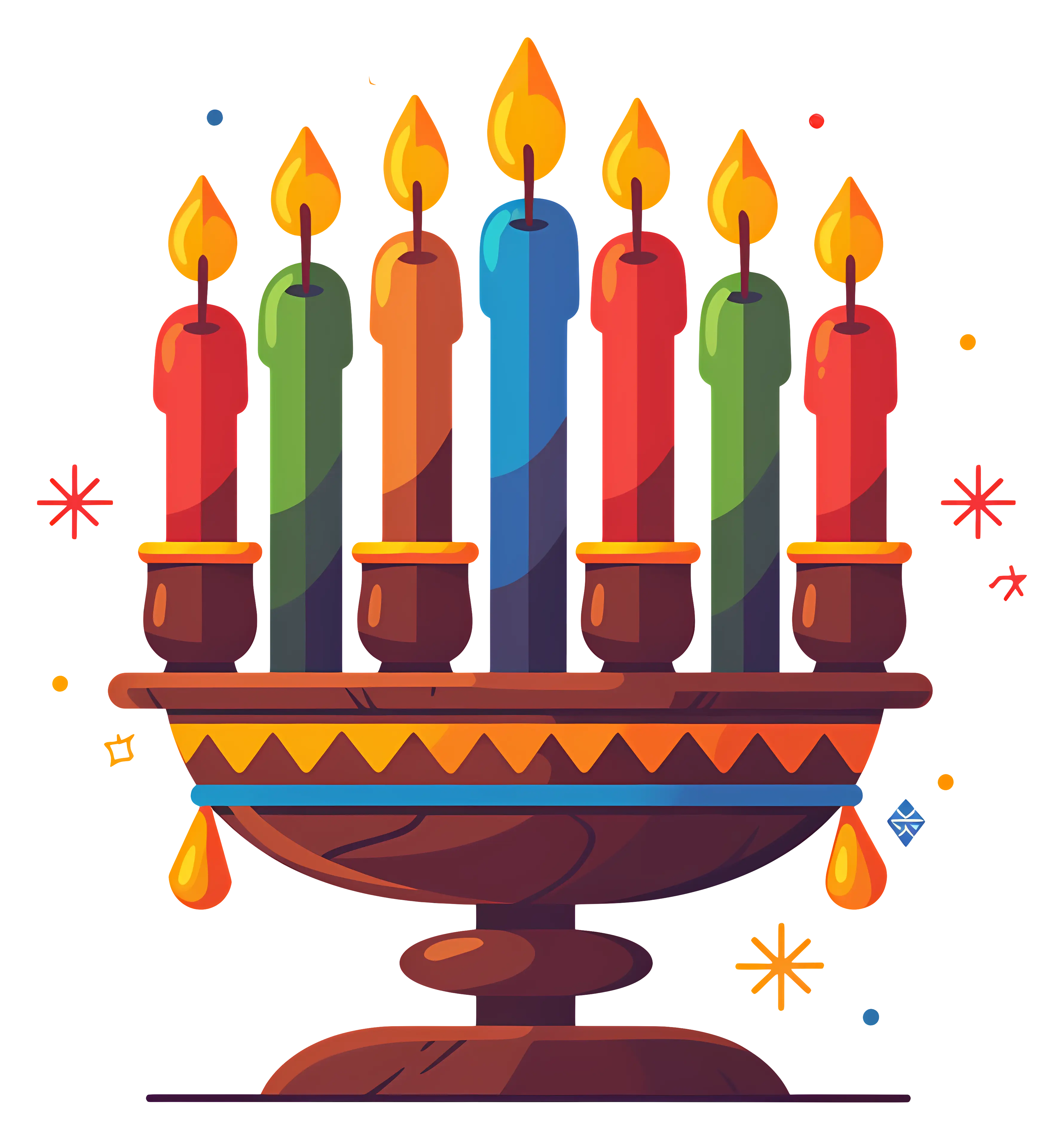 Decorative Multicolored Candles in Holder