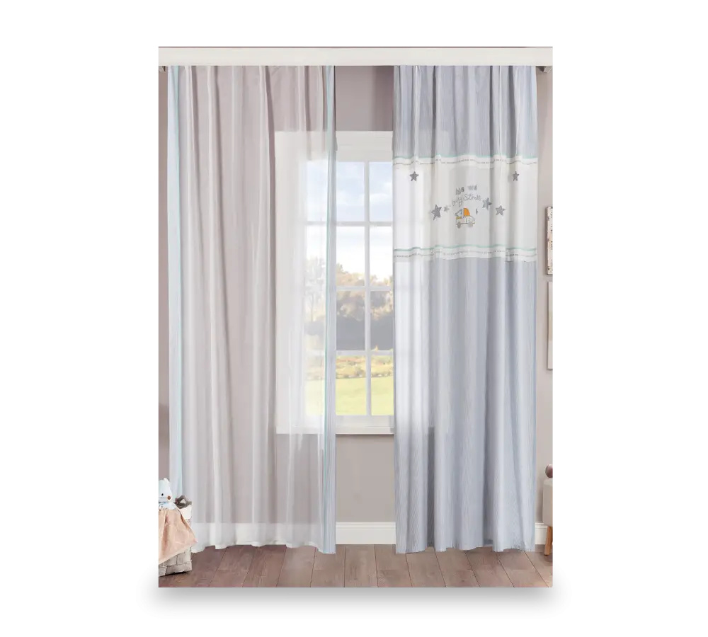 Modern Blue and White Curtains with Window View