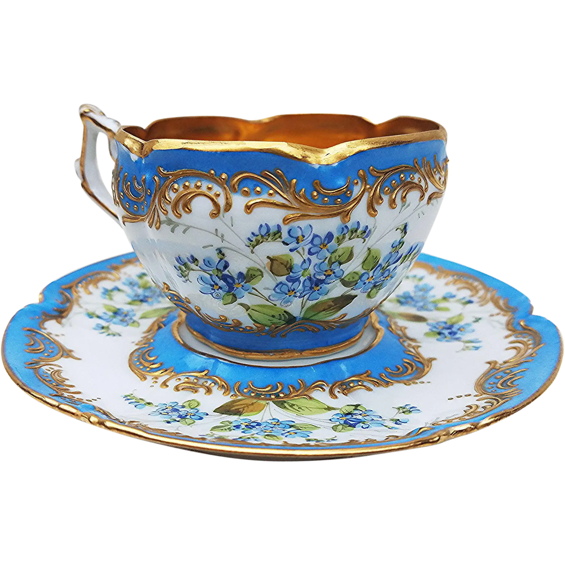 Elegant Floral Tea Cup with Golden Design