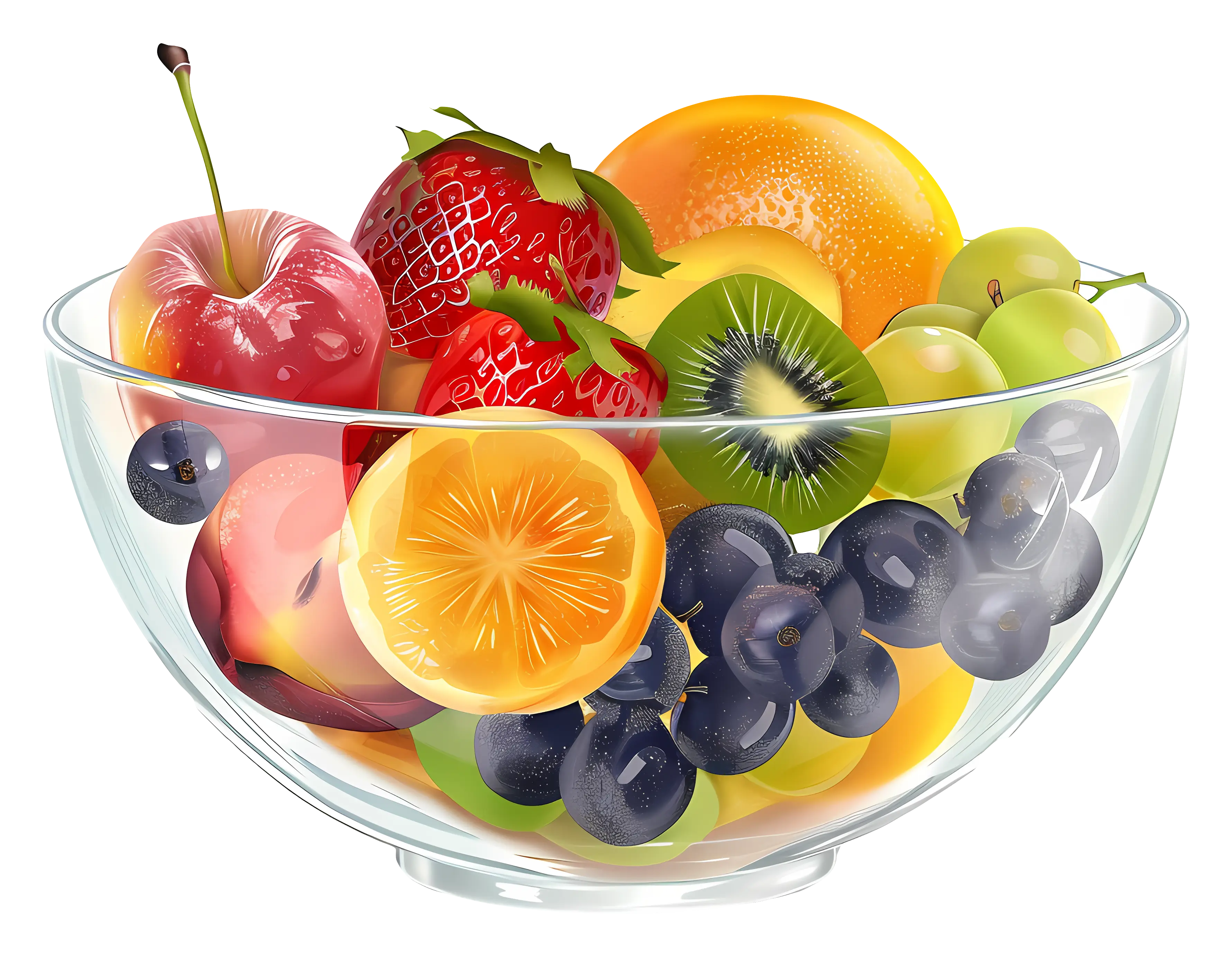 Glass Bowl of Assorted Fruits