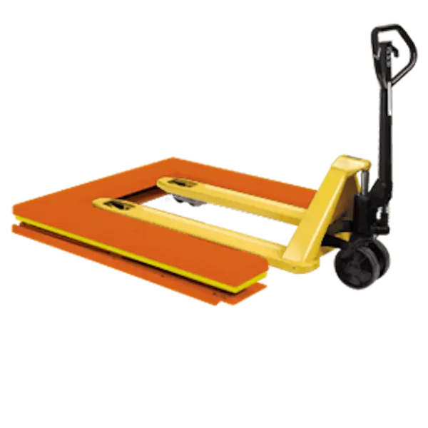 Yellow and Orange Manual Pallet Jack