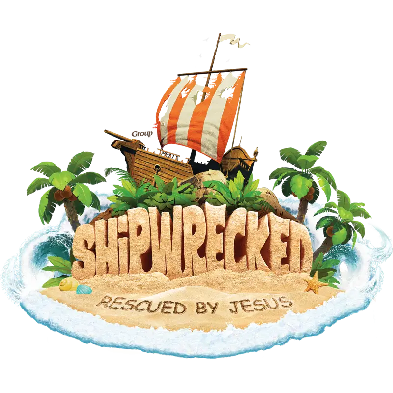 Shipwrecked Theme Logo with Island Scenery