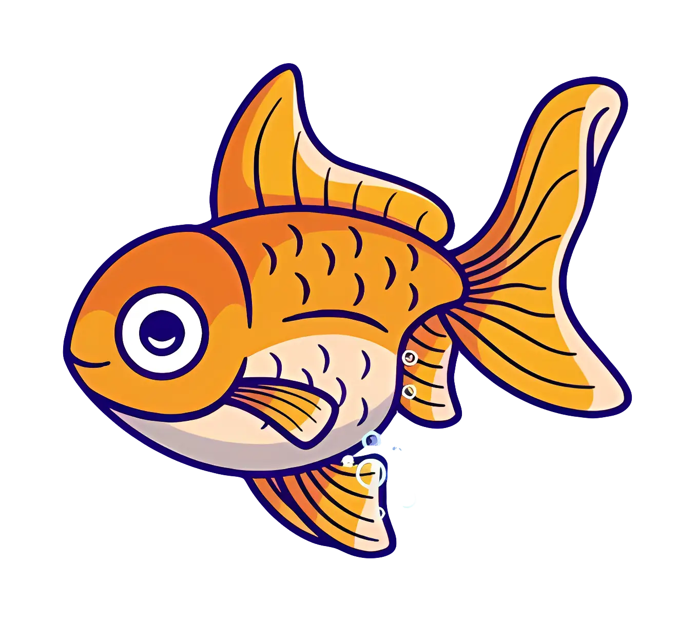 Cartoon Goldfish Illustration in Playful Style
