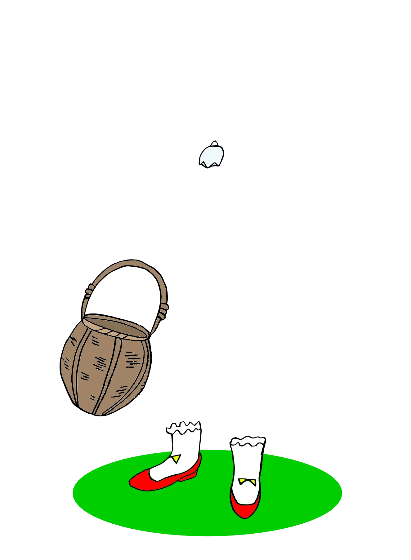 Basket and Red Shoes Illustration