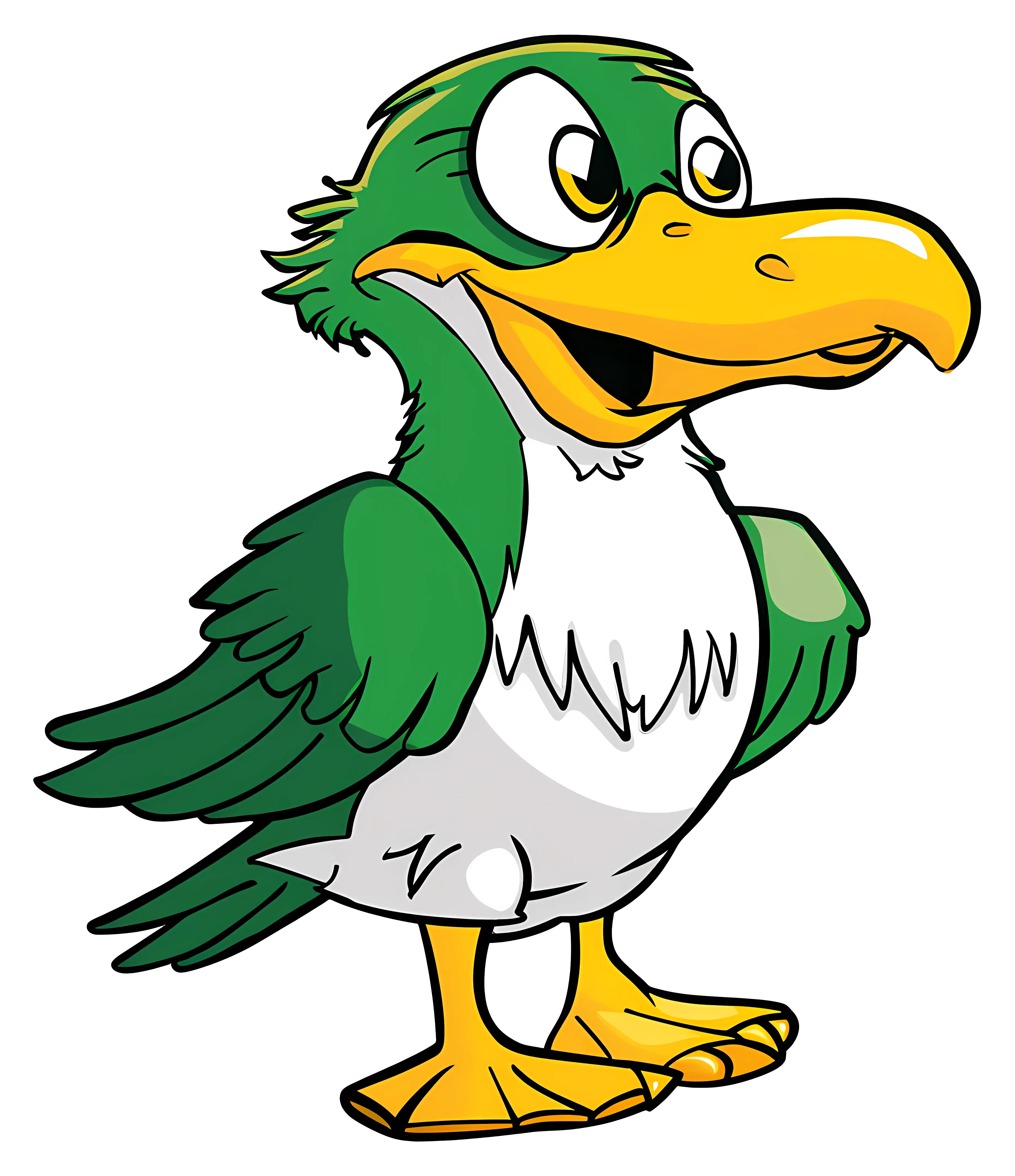 Cute Green Cartoon Bird