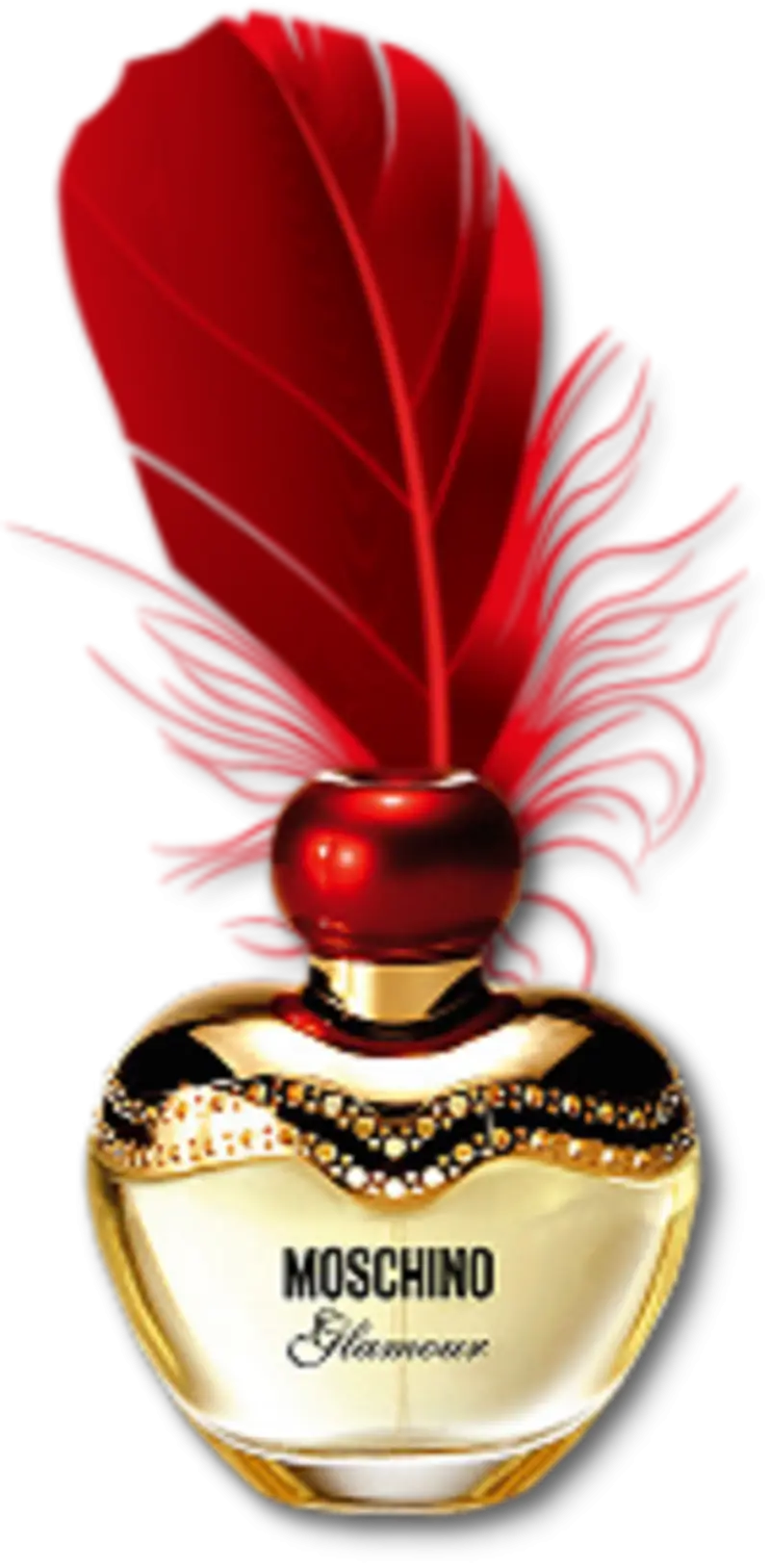 Moschino Glamour Perfume Bottle with Red Feather