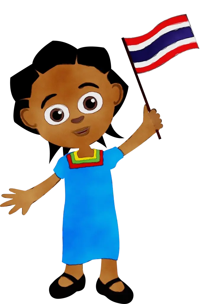 Child Illustration Holding a Flag