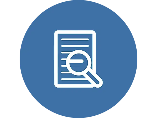 Document Search Icon with Blue Circle