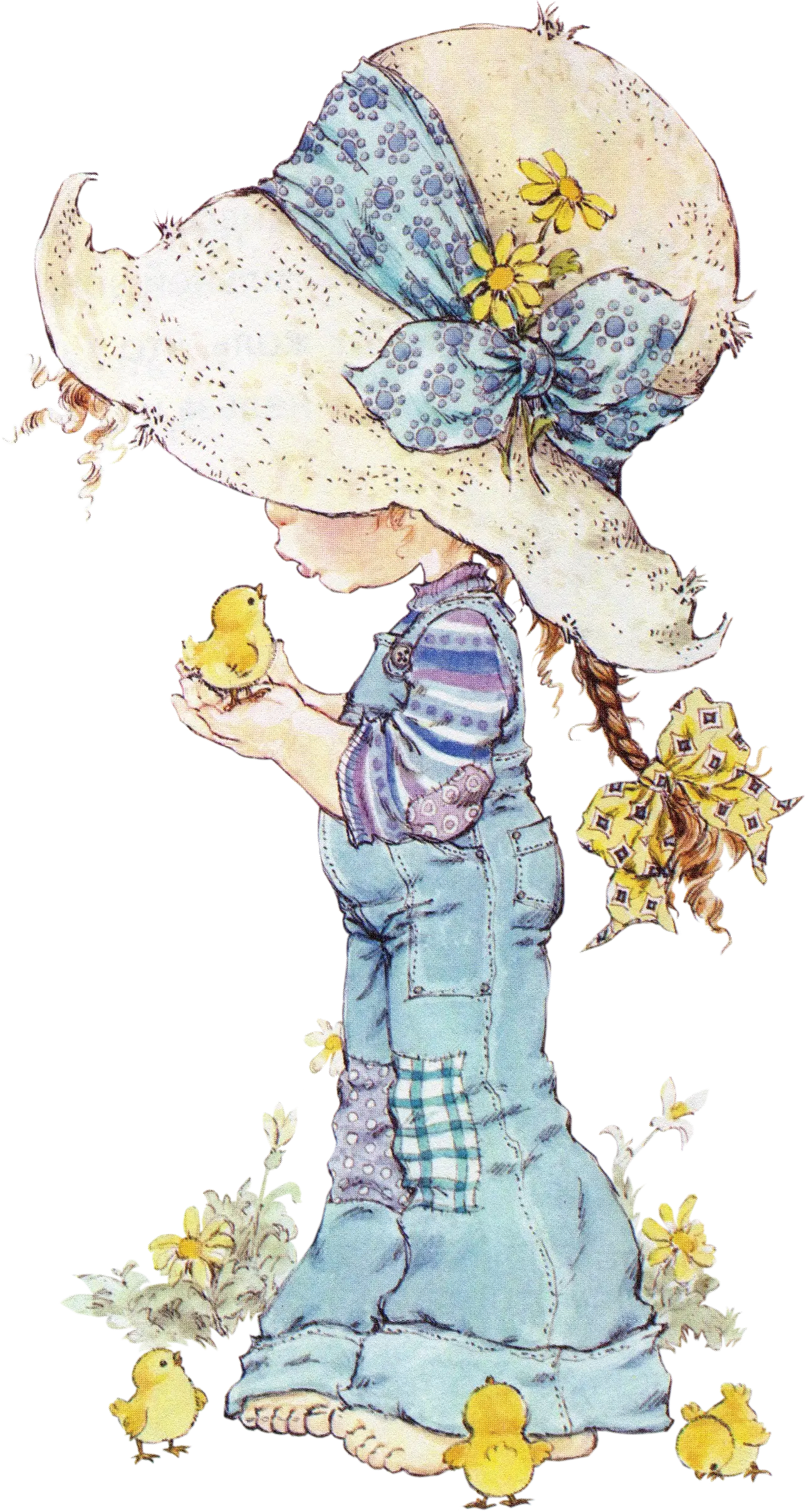 Girl with Chicks Illustration