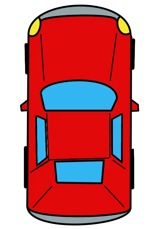 Top View of a Red Car
