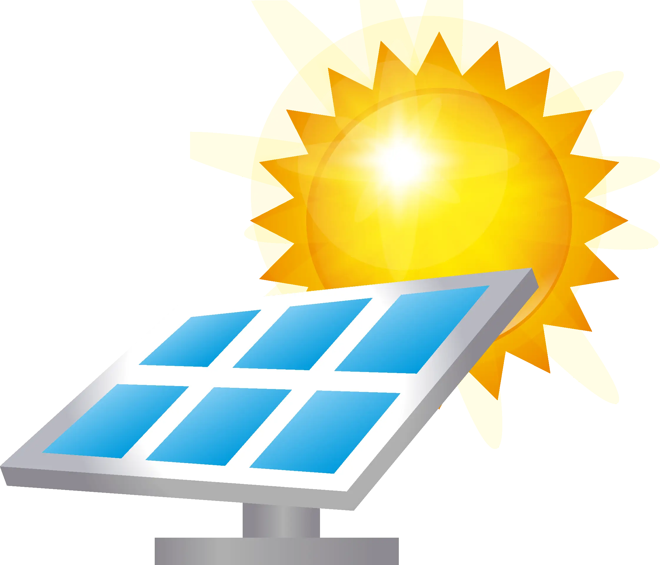 Solar Panel with Bright Sun Icon