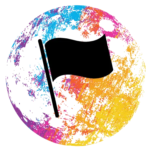 Black Flag on Colorful Background