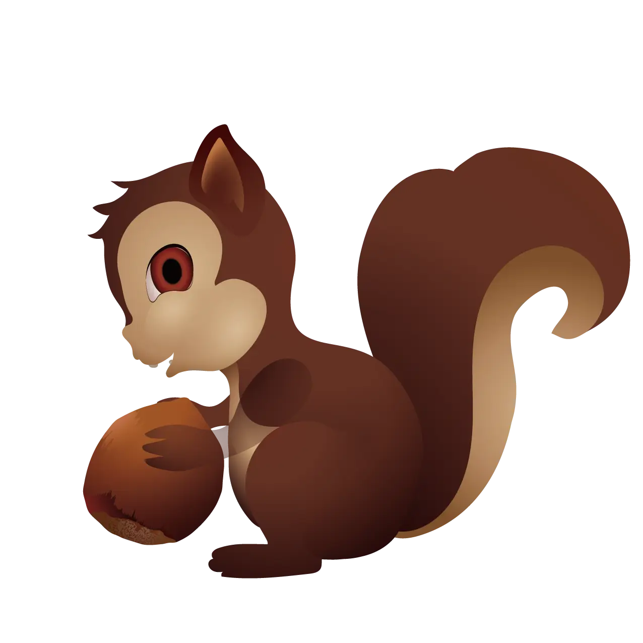 Cartoon Squirrel Holding a Nut