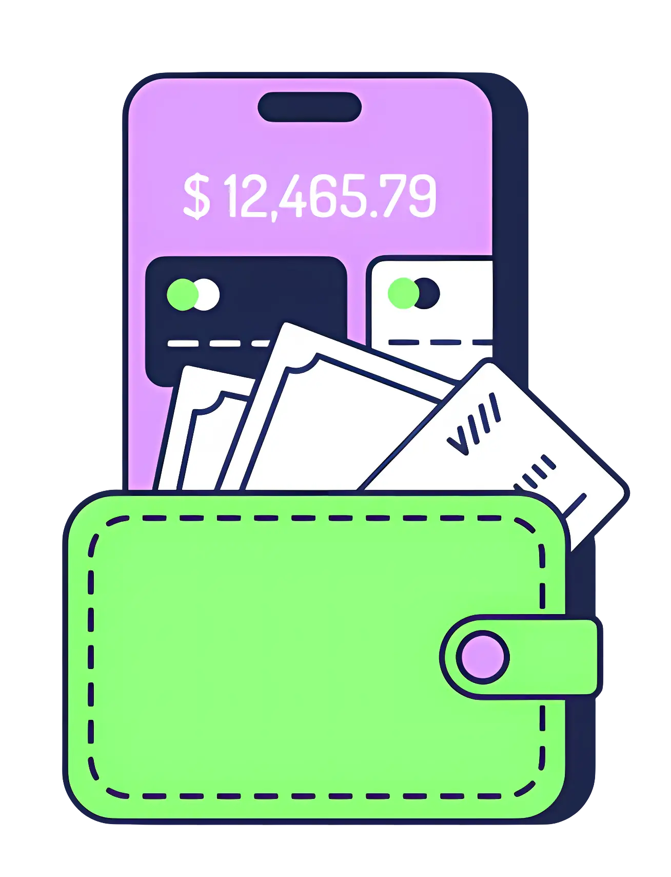 Digital Wallet with Money and Phone