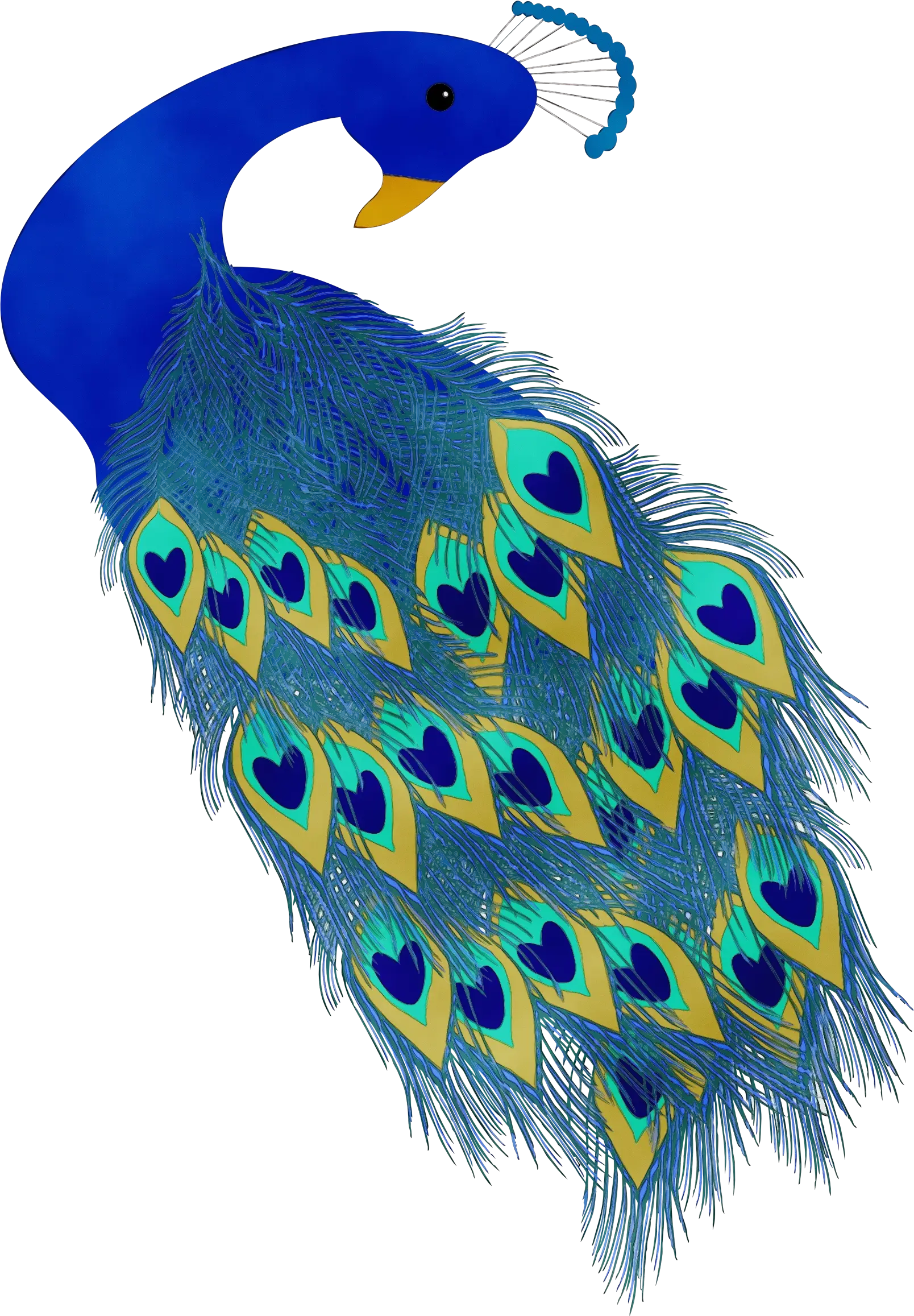 Blue Peacock with Intricate Feather Design Cartoon