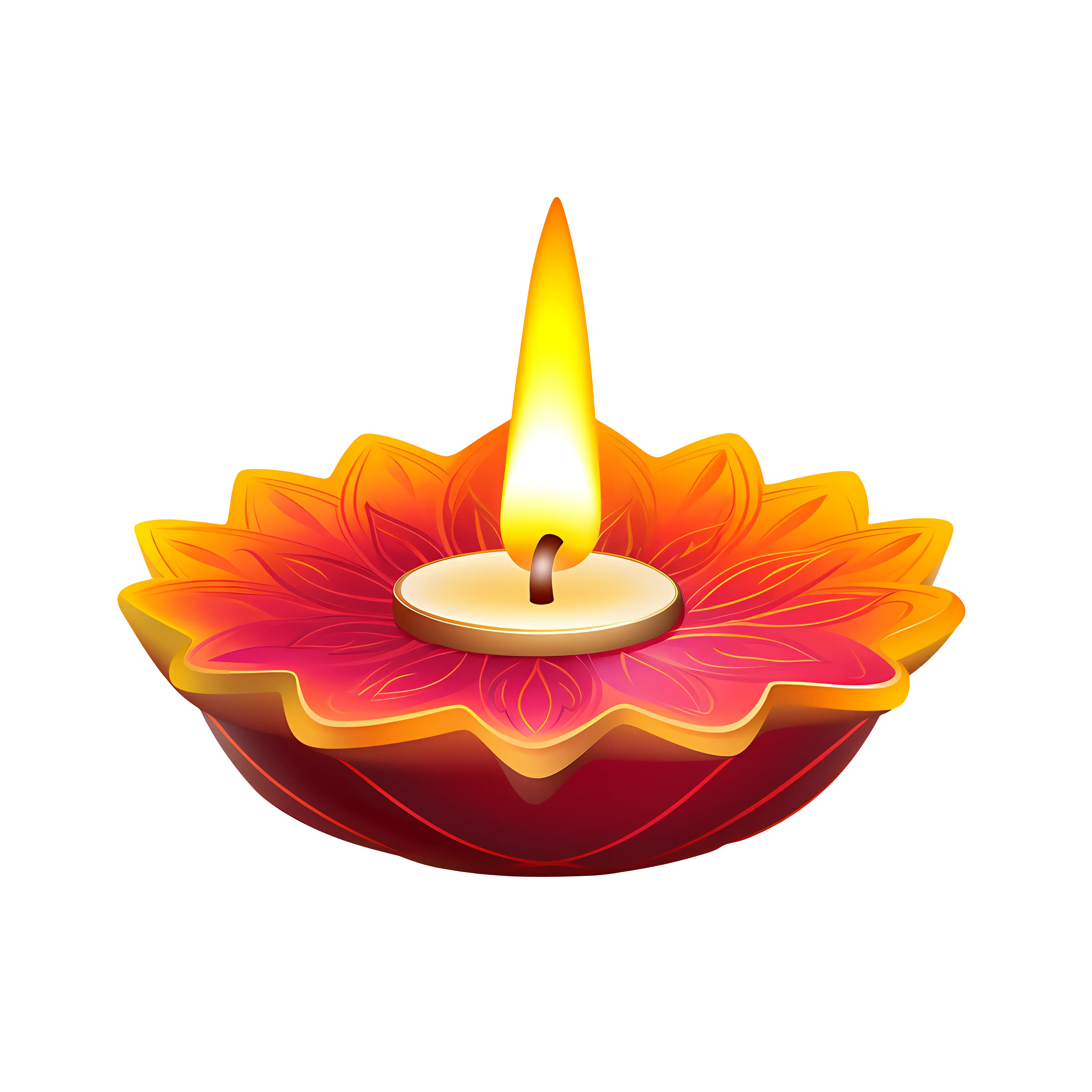 Decorative Diya Lamp Illustration for Diwali