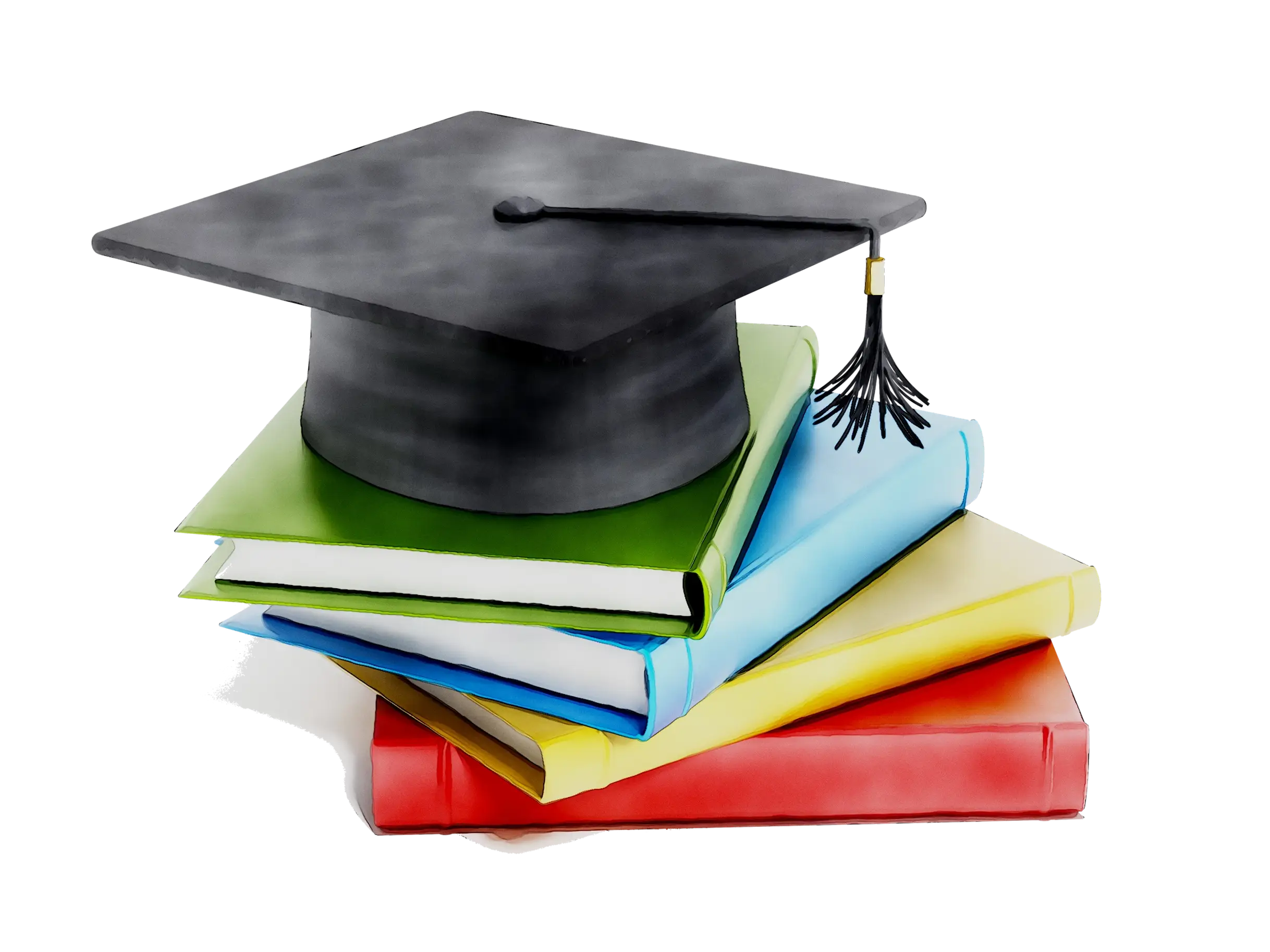 Stack of Books with Graduation Cap on Top