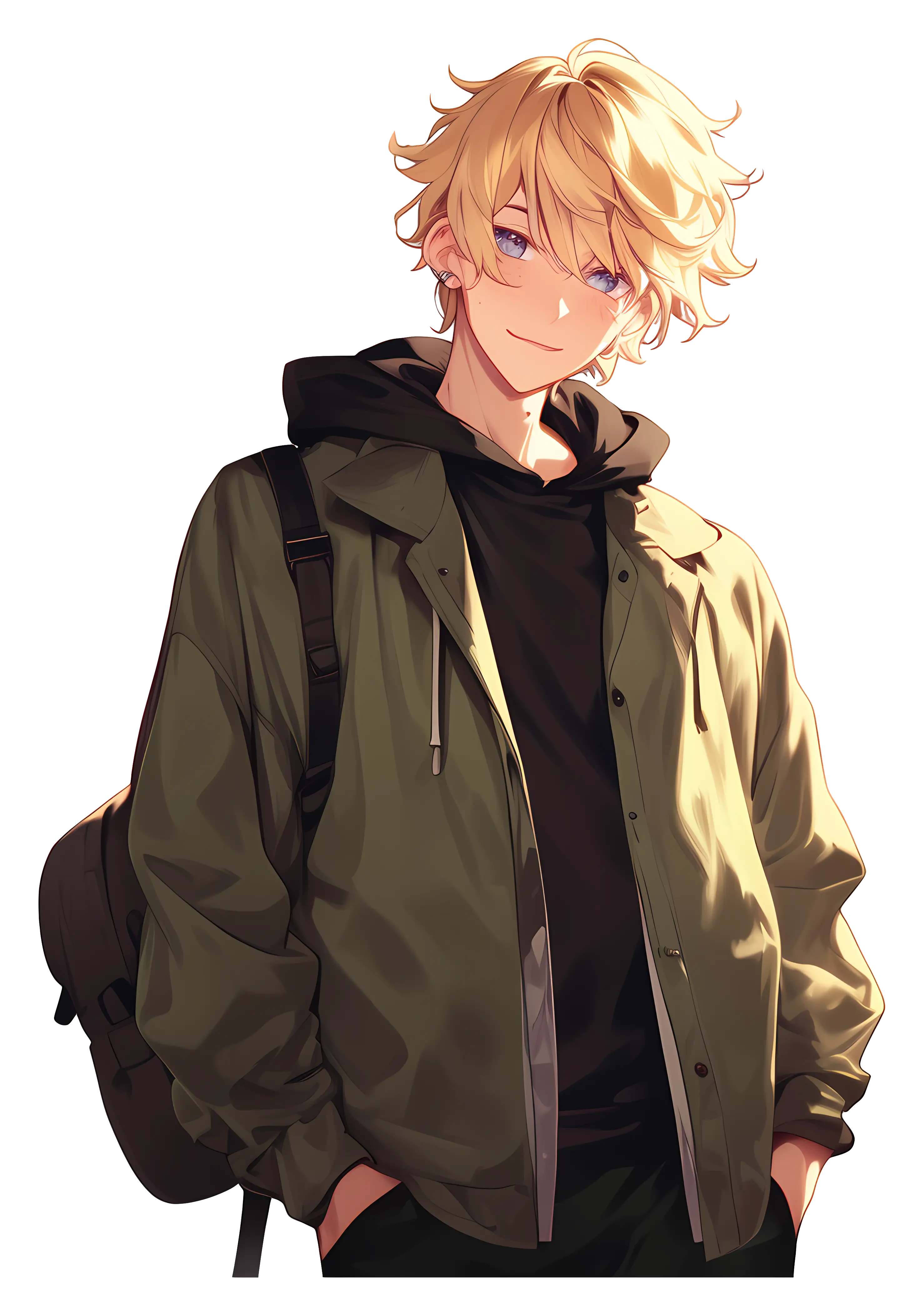 Blonde Anime Boy in Jacket
