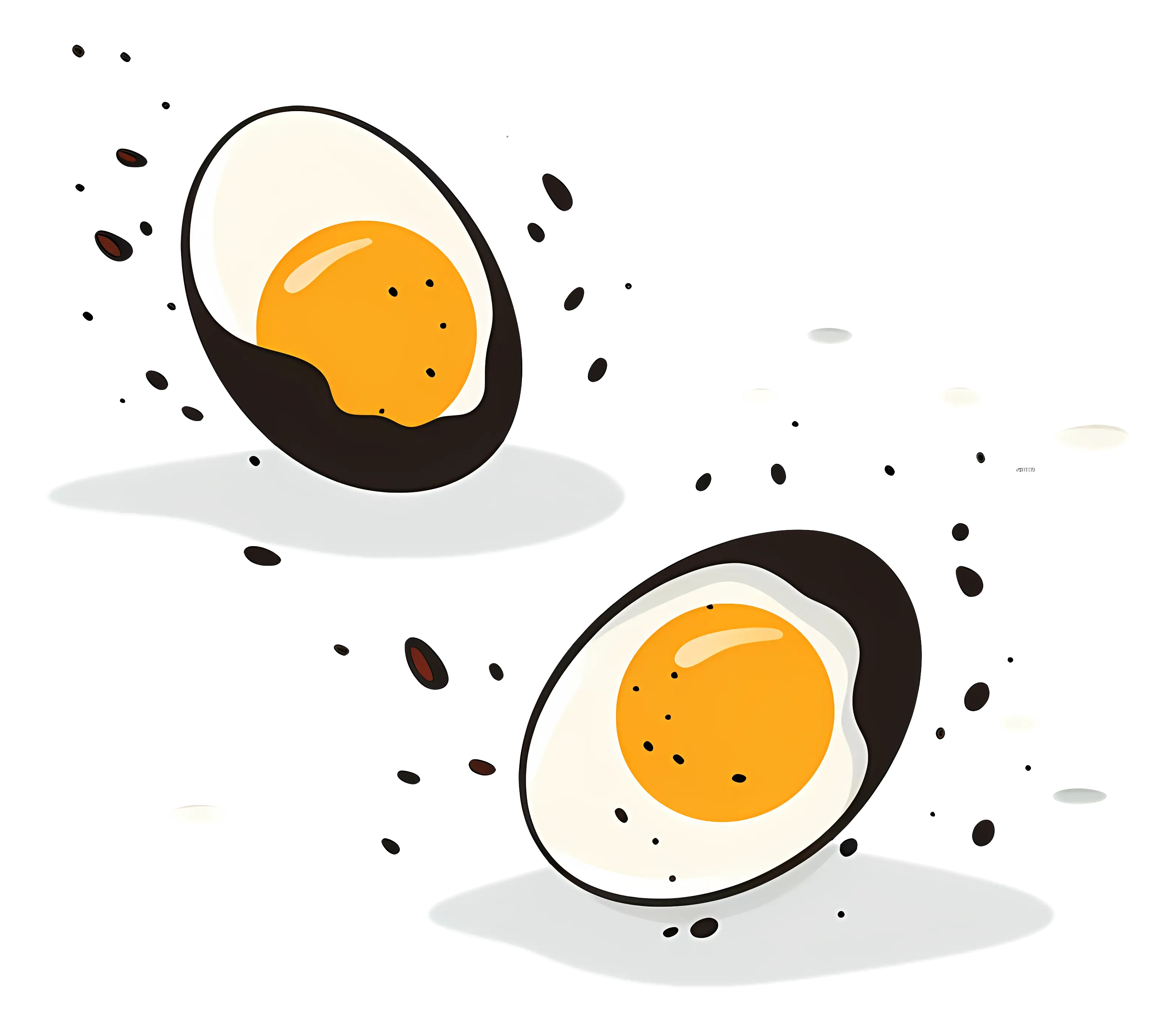 Halved Eggs with Seasoning Illustration