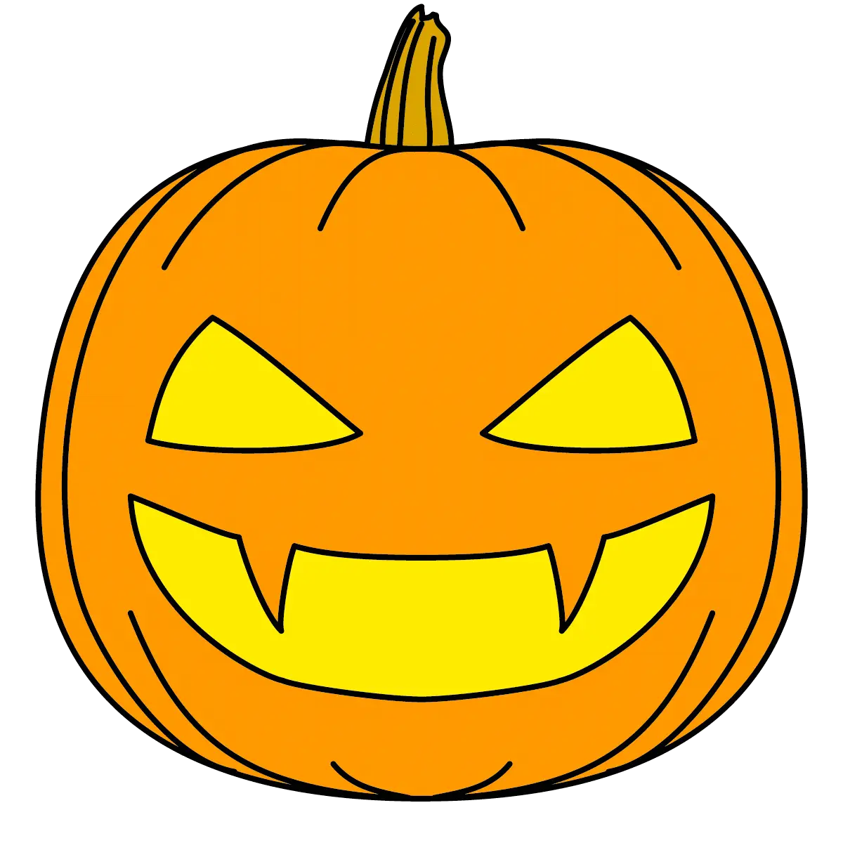Cartoon Jack-o&#039;-Lantern with a Smiling Face