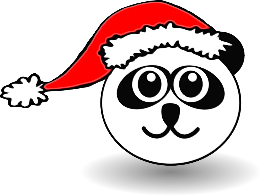 Cartoon Panda in Santa Hat