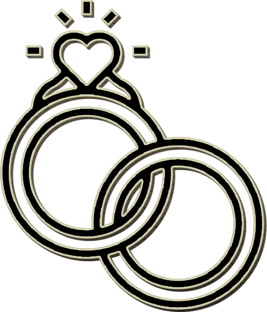 Wedding Rings with Heart Symbol