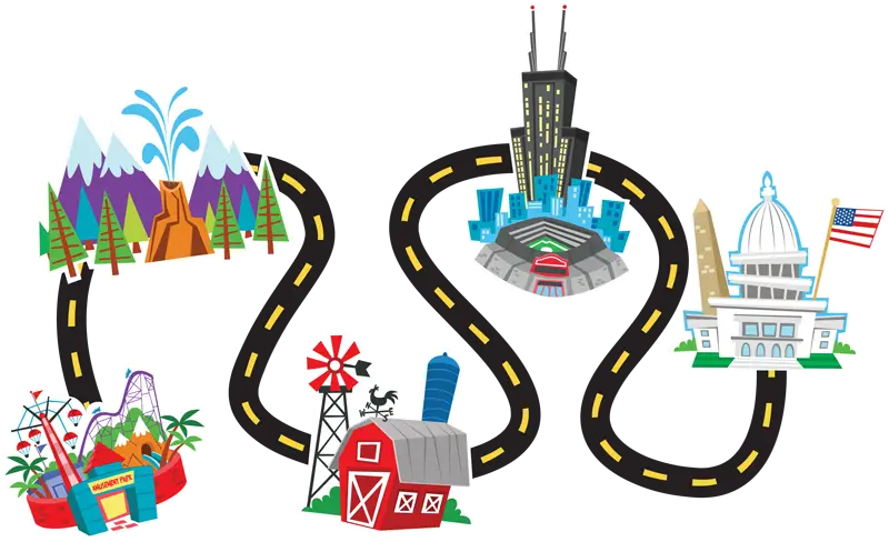 Illustrated Road Map with Landmarks