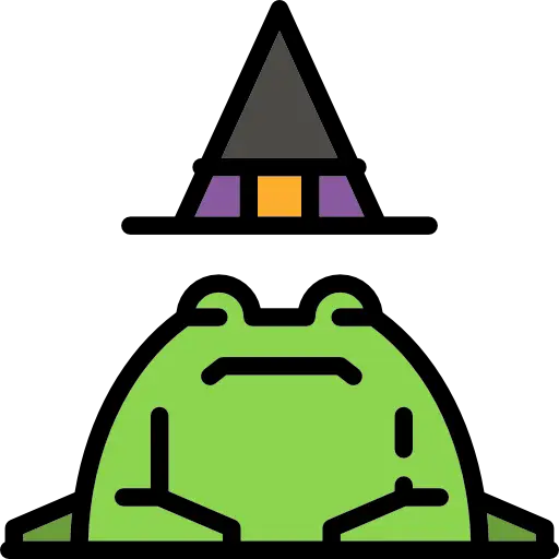 Green Frog with Witch Hat